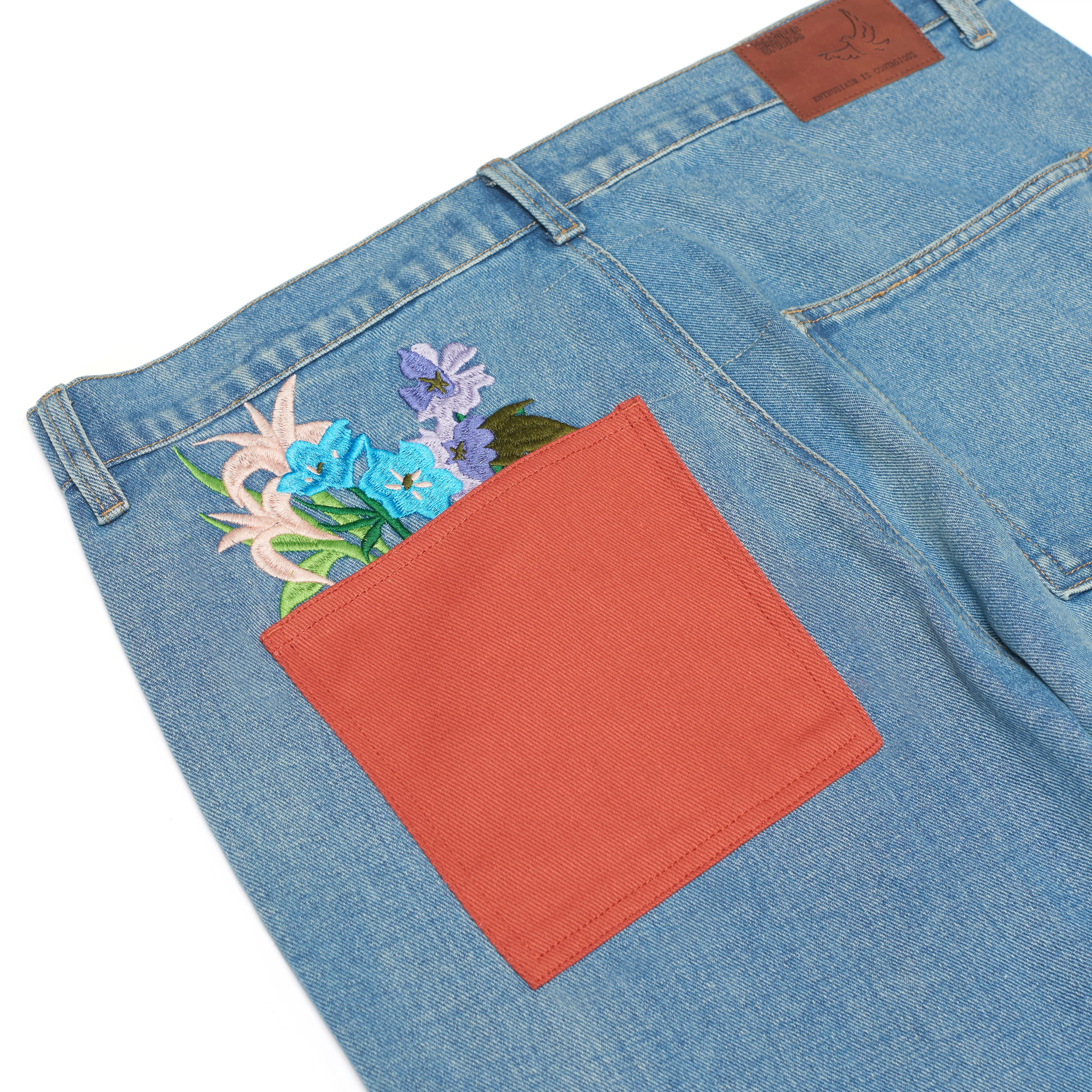 Back Pocket Flower Pot Jeans [Blue] - Image 3