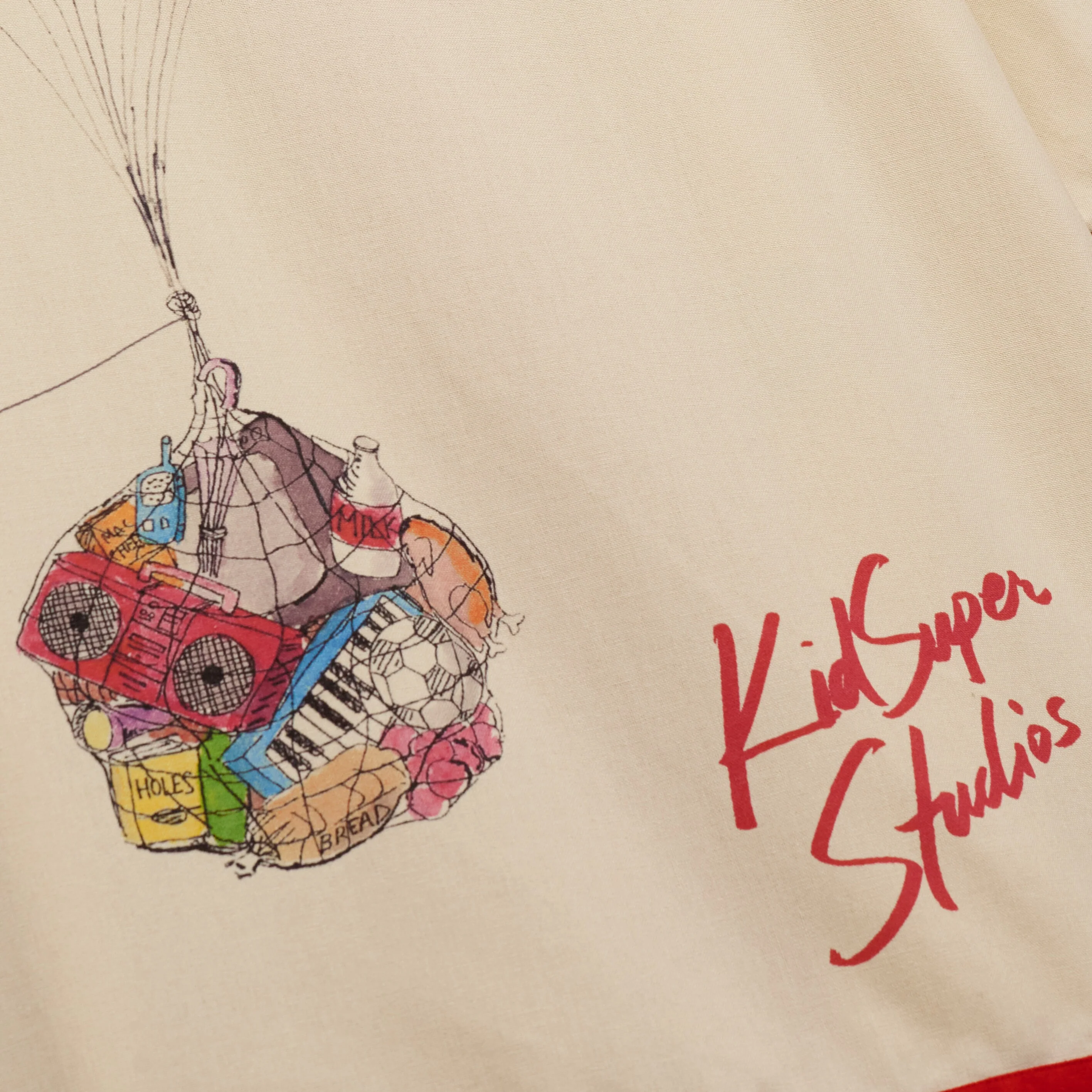 Balloon Birds Button Up [Cream Red] - Image 3