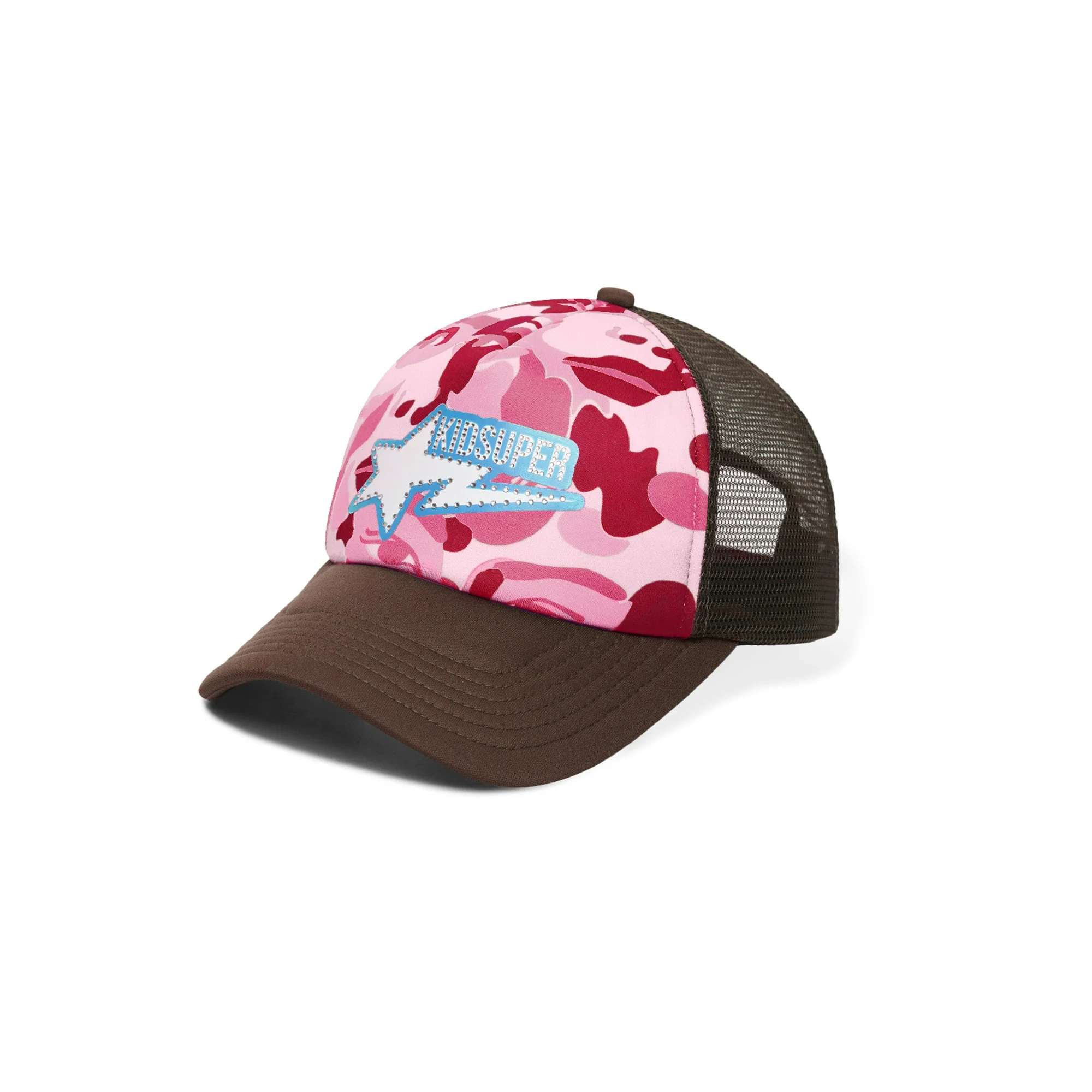 BAPE X KIDSUPER BAPE STA LOGO RHINESTONE TRUCKER CAP [PINK] - Image 2