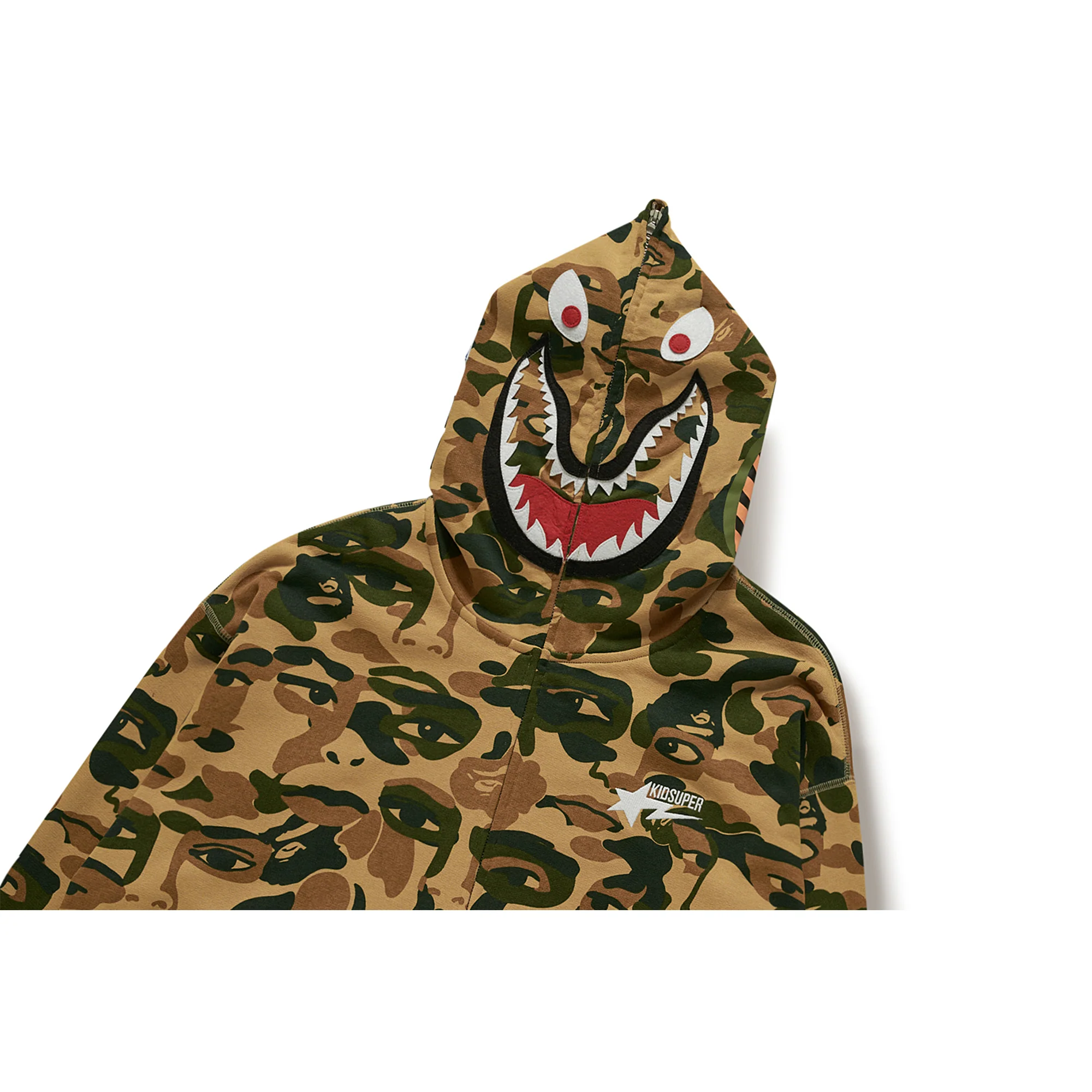 BAPE X KIDSUPER CAMO SHARK FULL ZIP HOODIE [GREEN] - Image 4