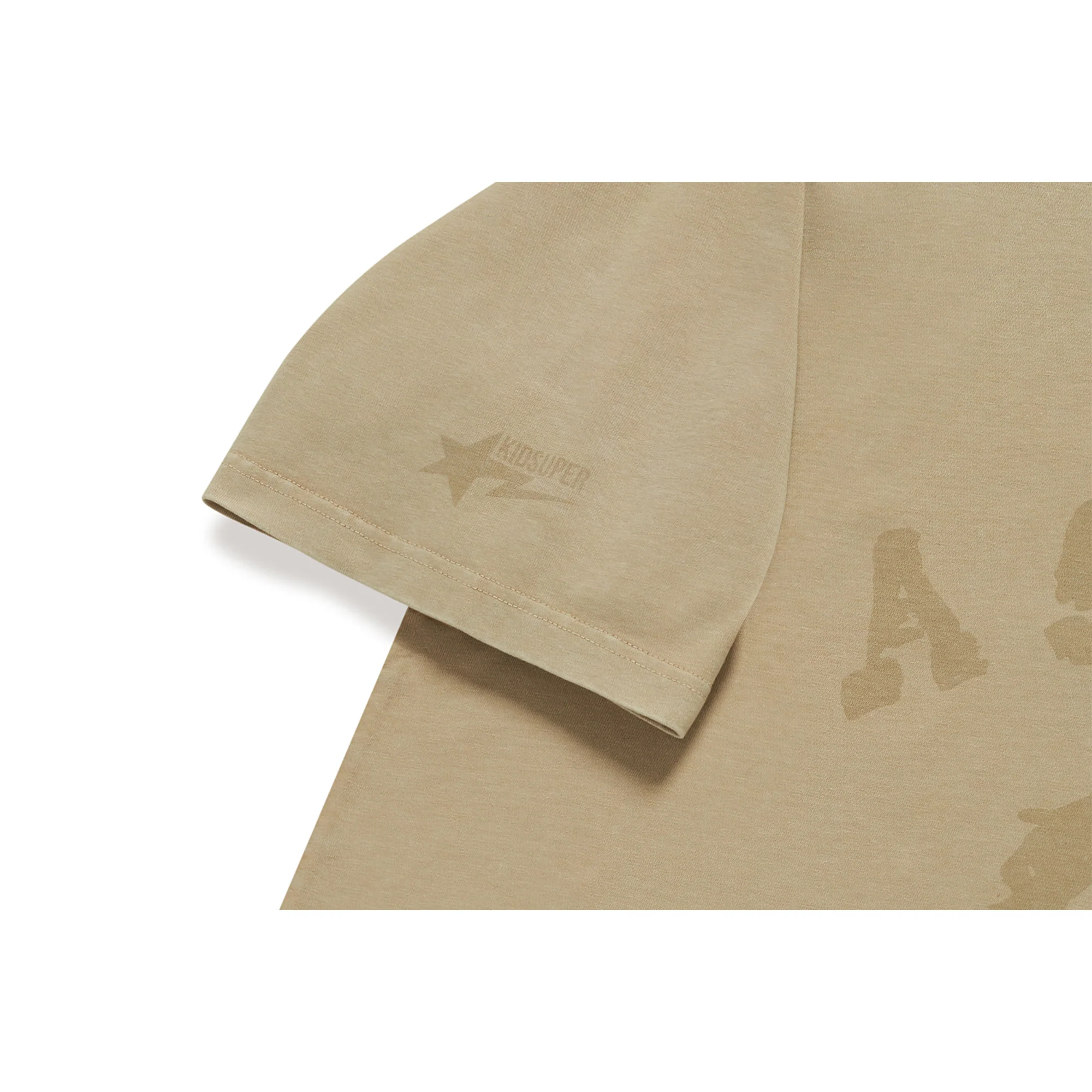 BAPE X KIDSUPER GARMENT DYE COLLEGE LOGO TEE [BEIGE] - Image 3