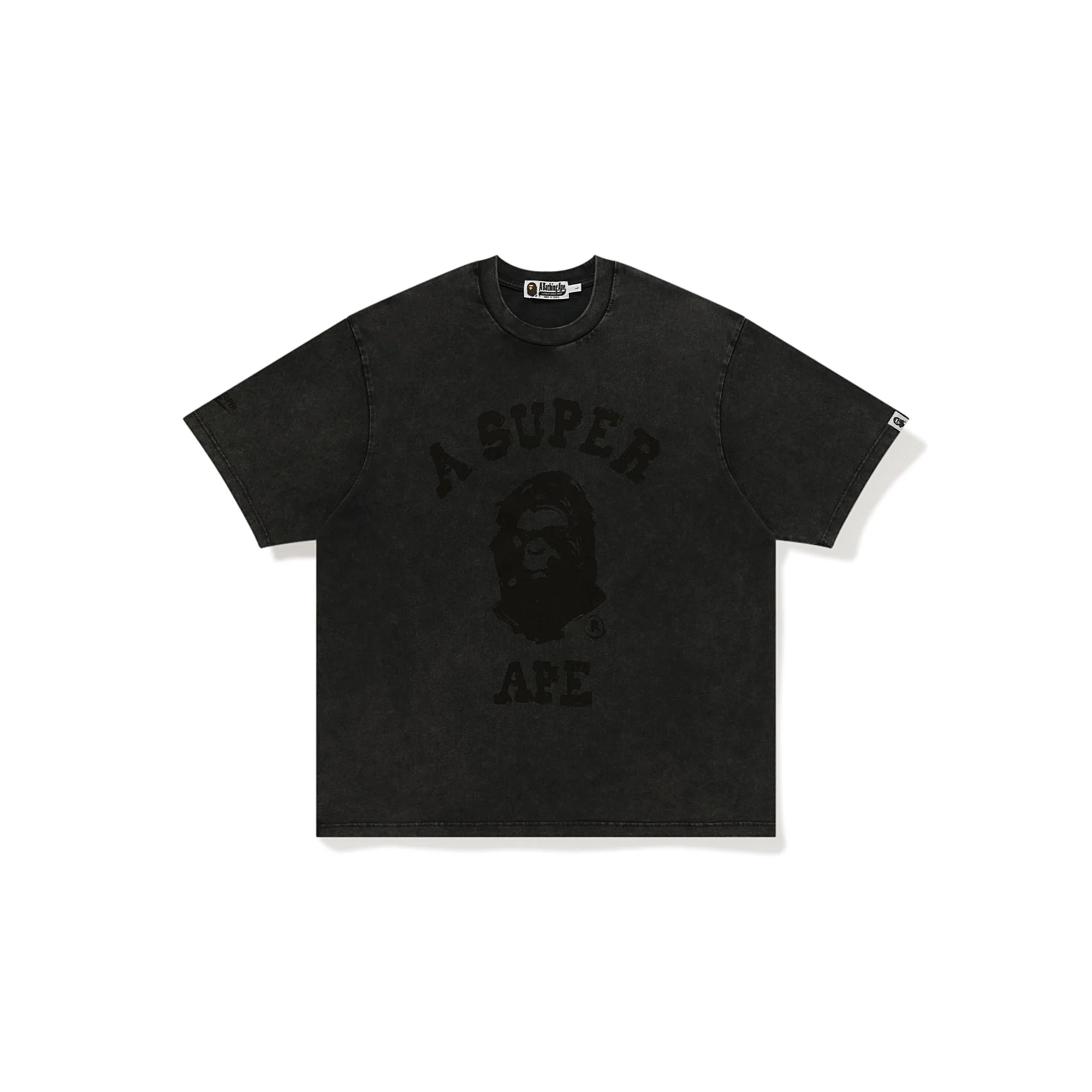 BAPE X KIDSUPER GARMENT DYE COLLEGE LOGO TEE  [BLACK]