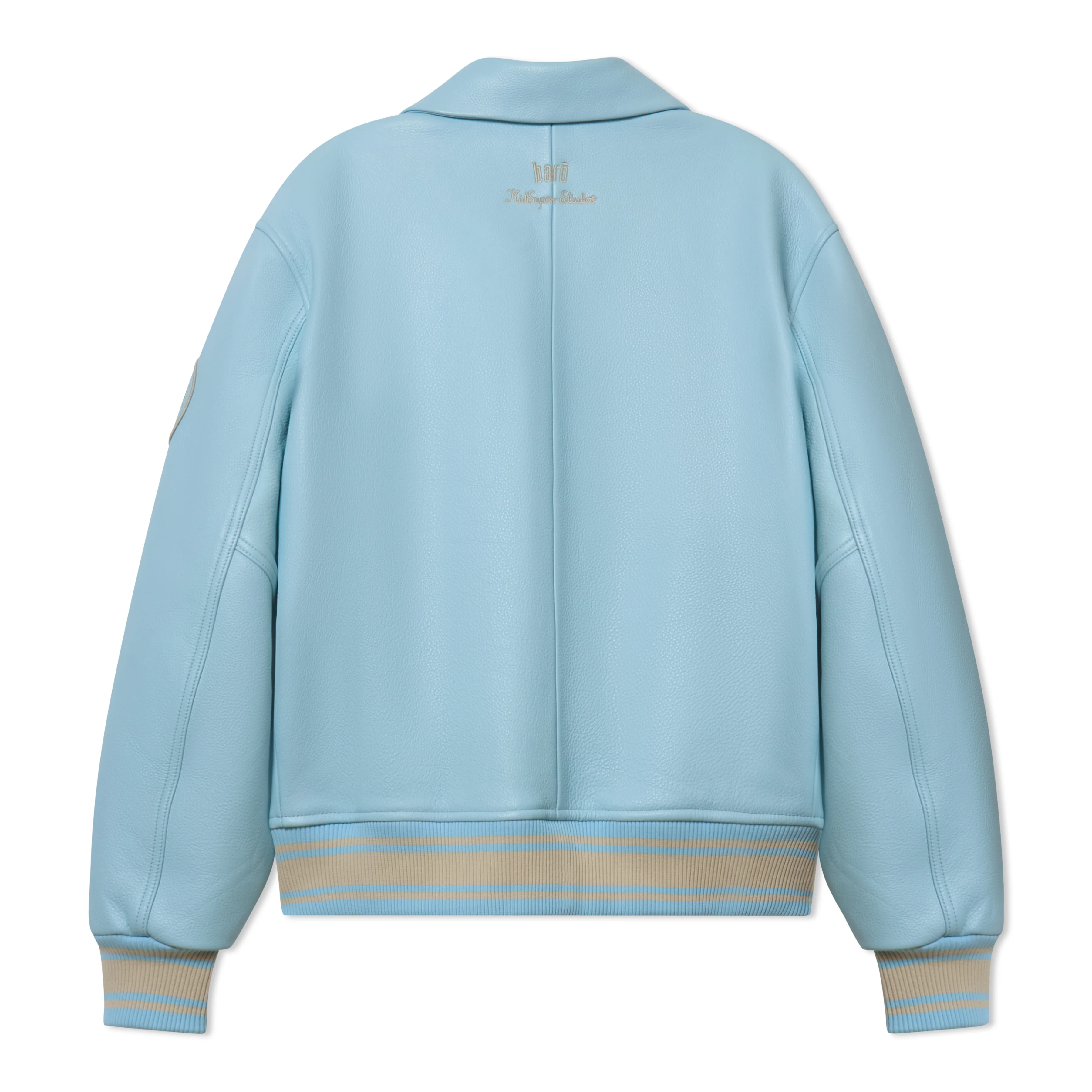 Bero X KidSuper Leather Varsity Jacket [BABY BLUE] - Image 2