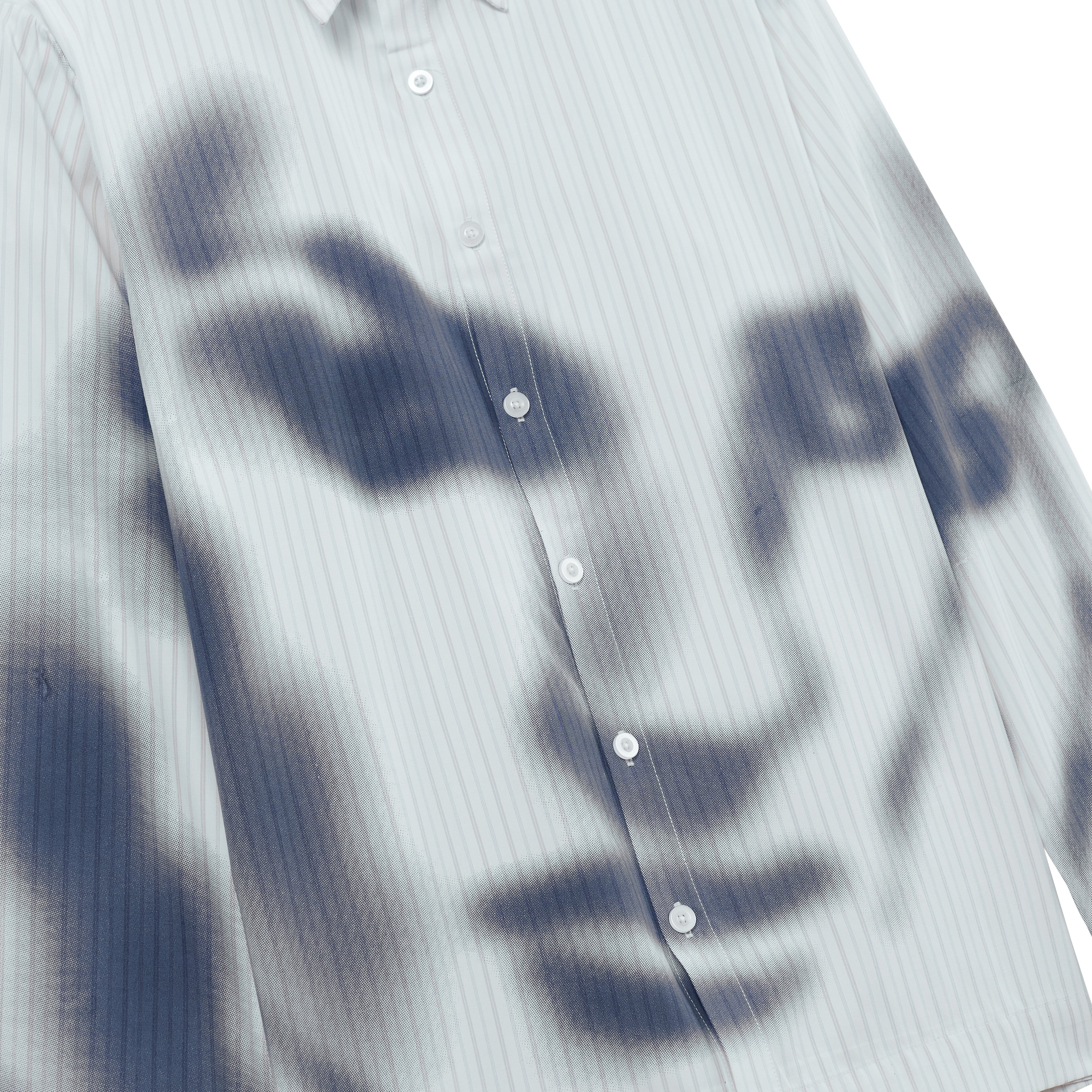 Blurry Face Airbrush Striped Button Up [Black] - Image 3