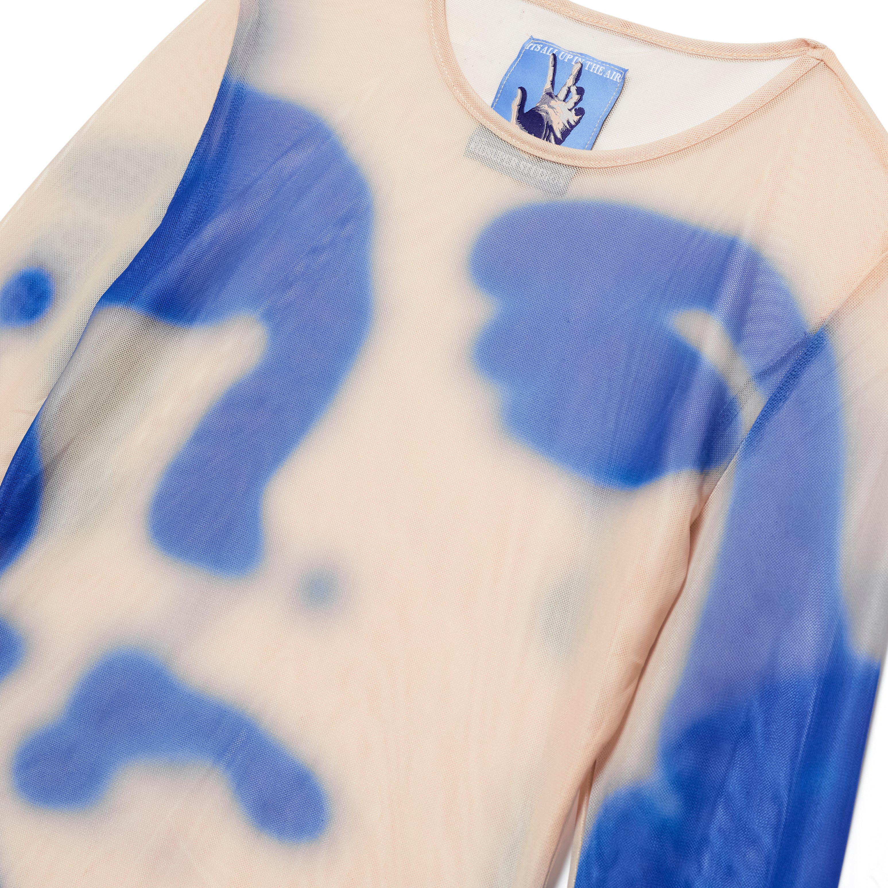 Blurry Face Mesh Womens Top [Cream] - Image 3