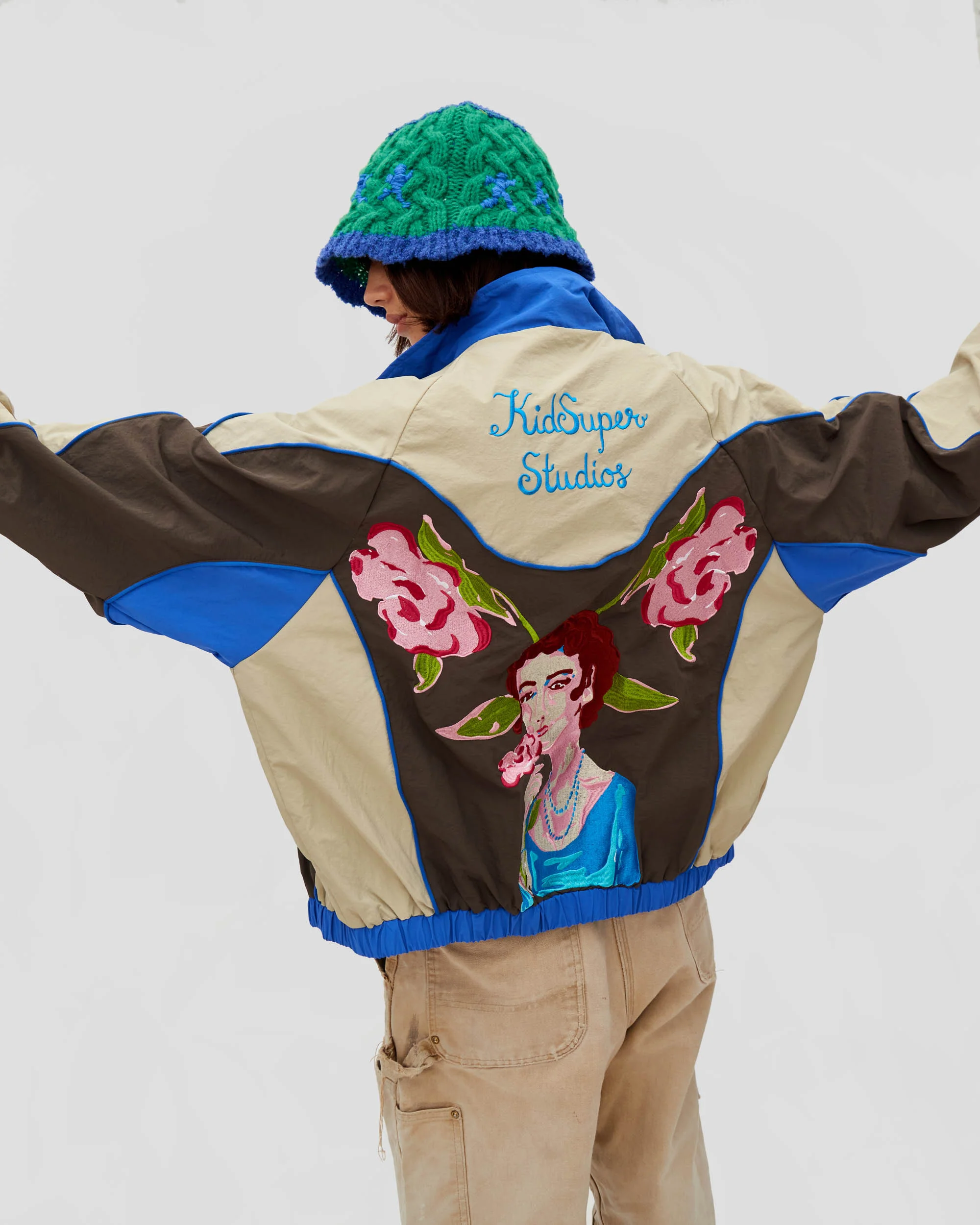 Brooklyn Botanics Nylon Tracksuit Top [Brown/Blue] - Image 4