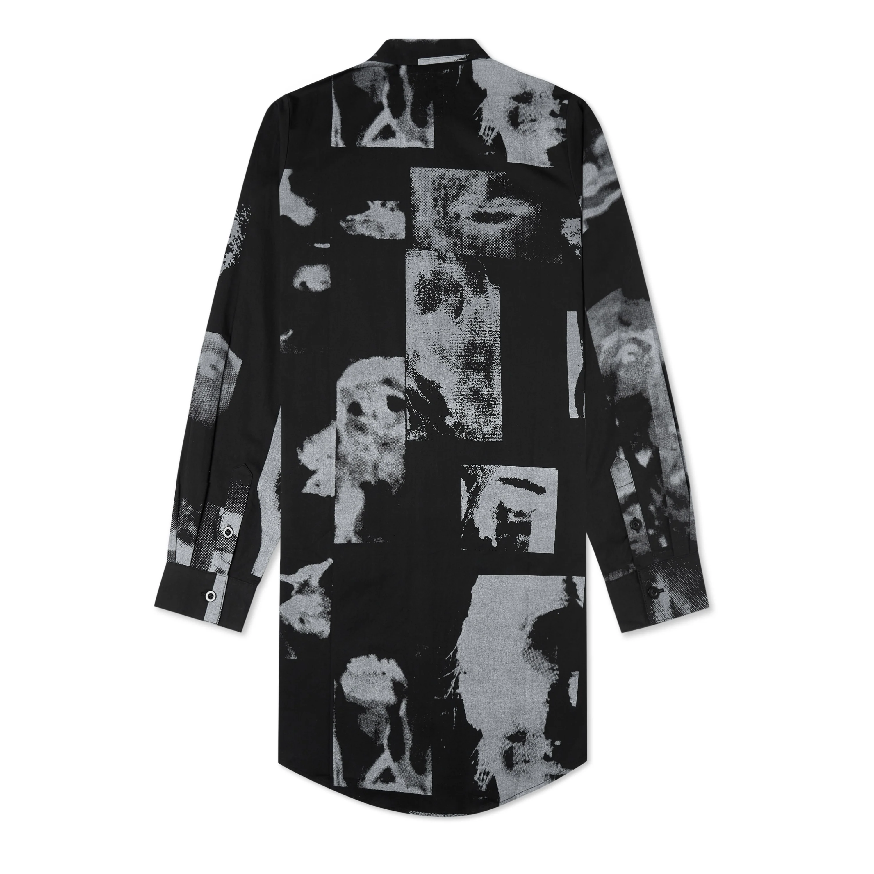 Collage Faces Button Up Long Shirt [Black/ White] - Image 2