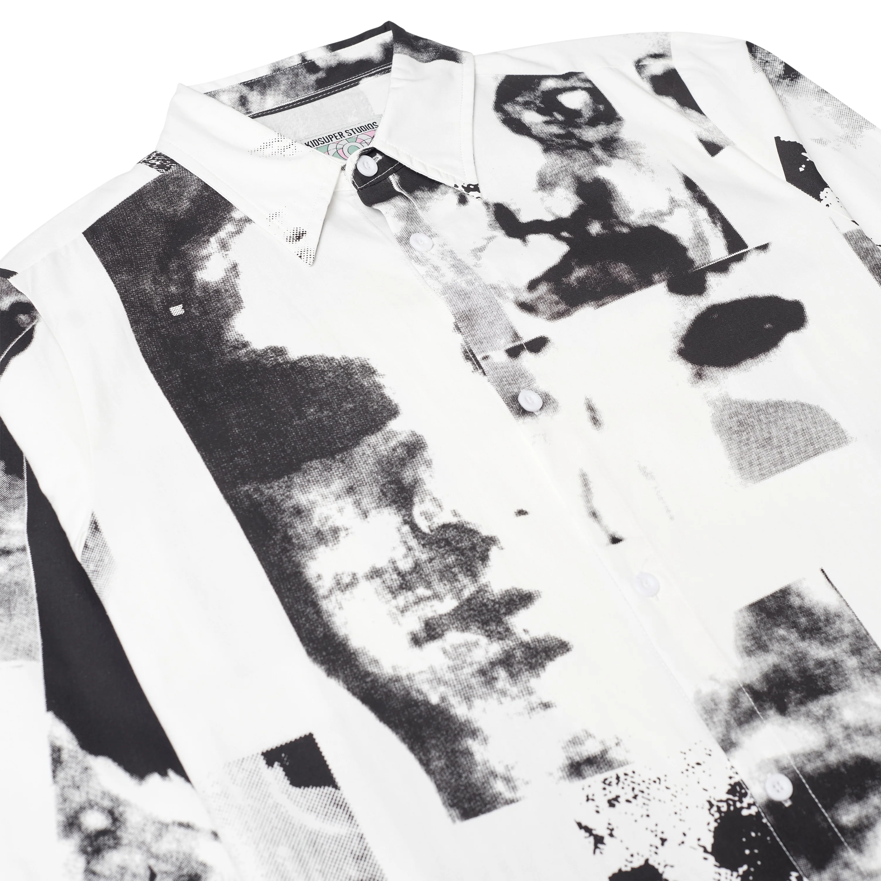 Collage Faces Button Up Long Shirt [White] - Image 3