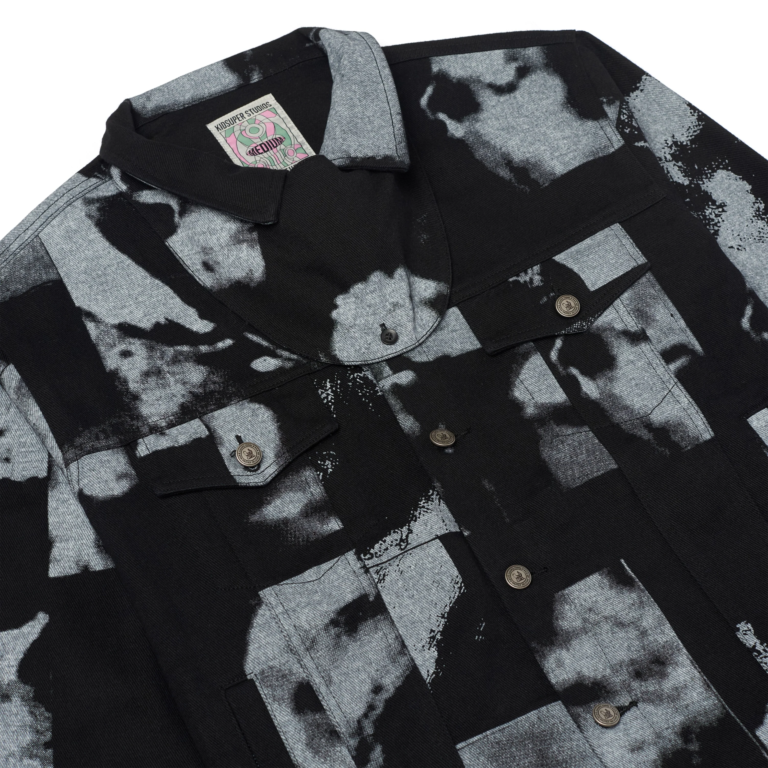 Collage Faces Denim Jacket [Black] - Image 3