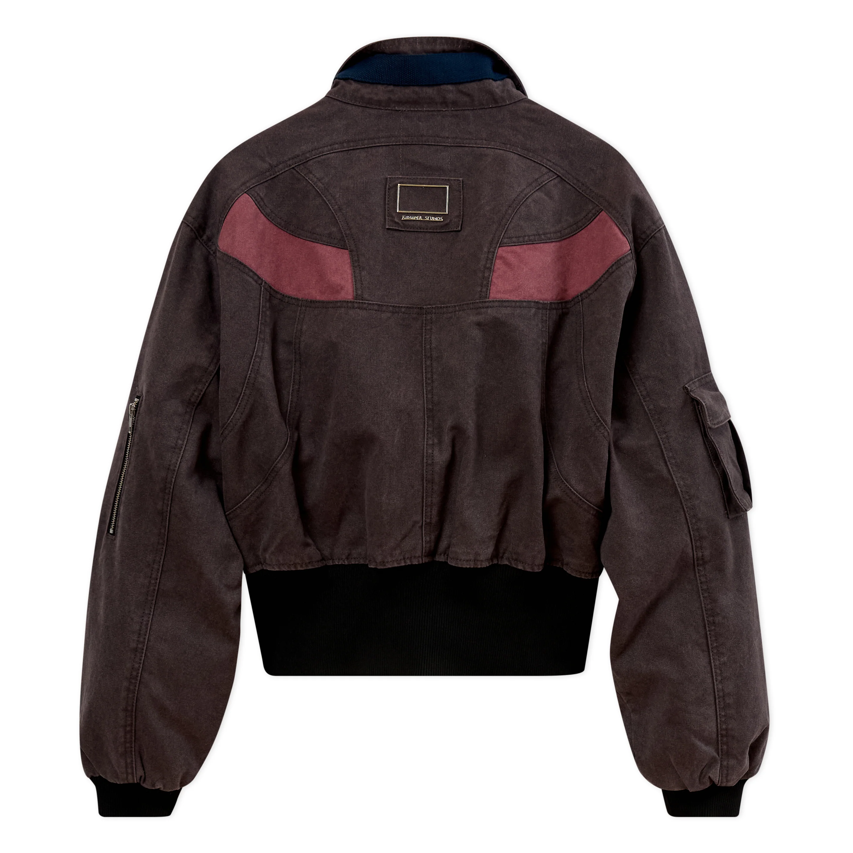 Cropped Canvas Bomber Jacket [Brown] - Image 2