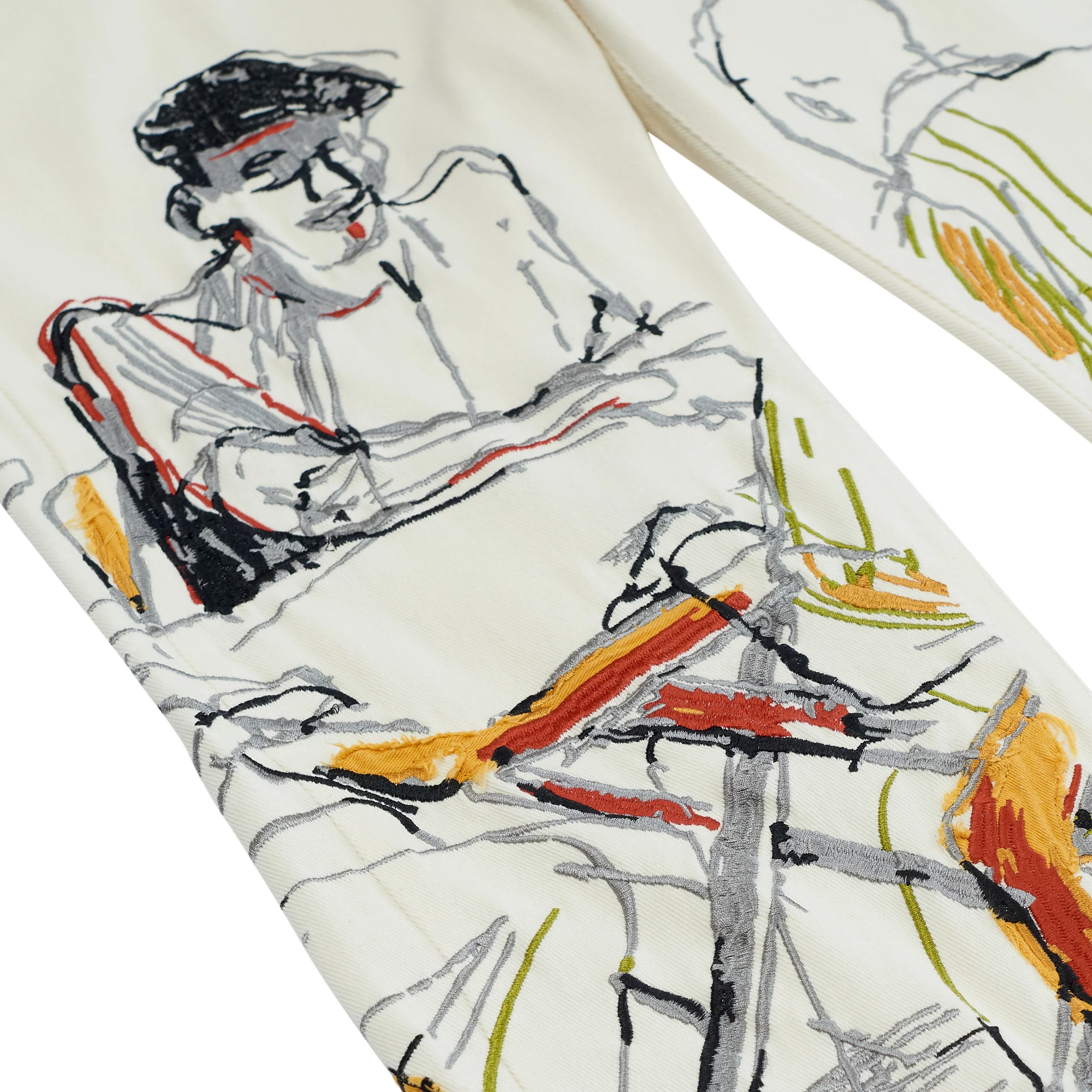 Dominos Embroidery Jeans [Cream] - Image 3