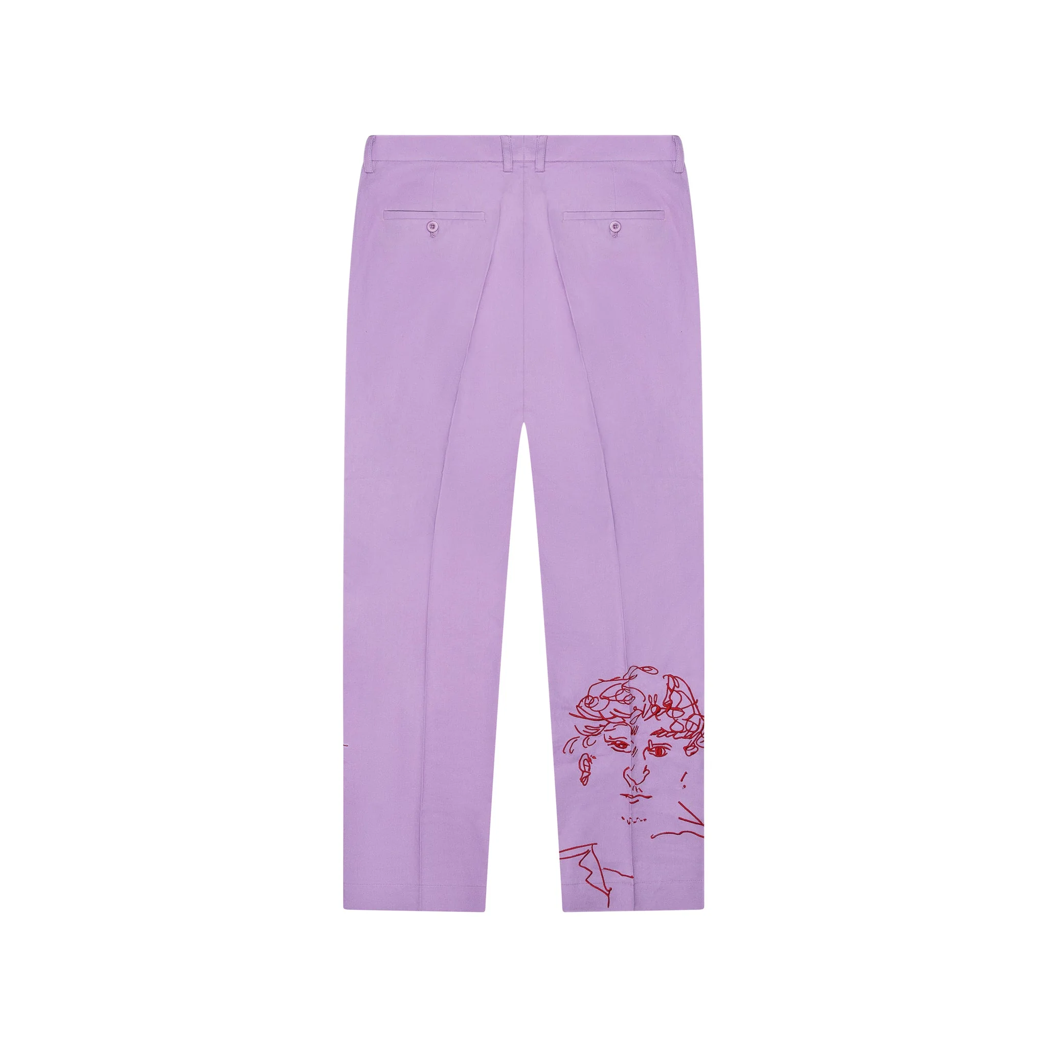 Doodle Faces Embroidered Suit Pants-Lavender - Image 2