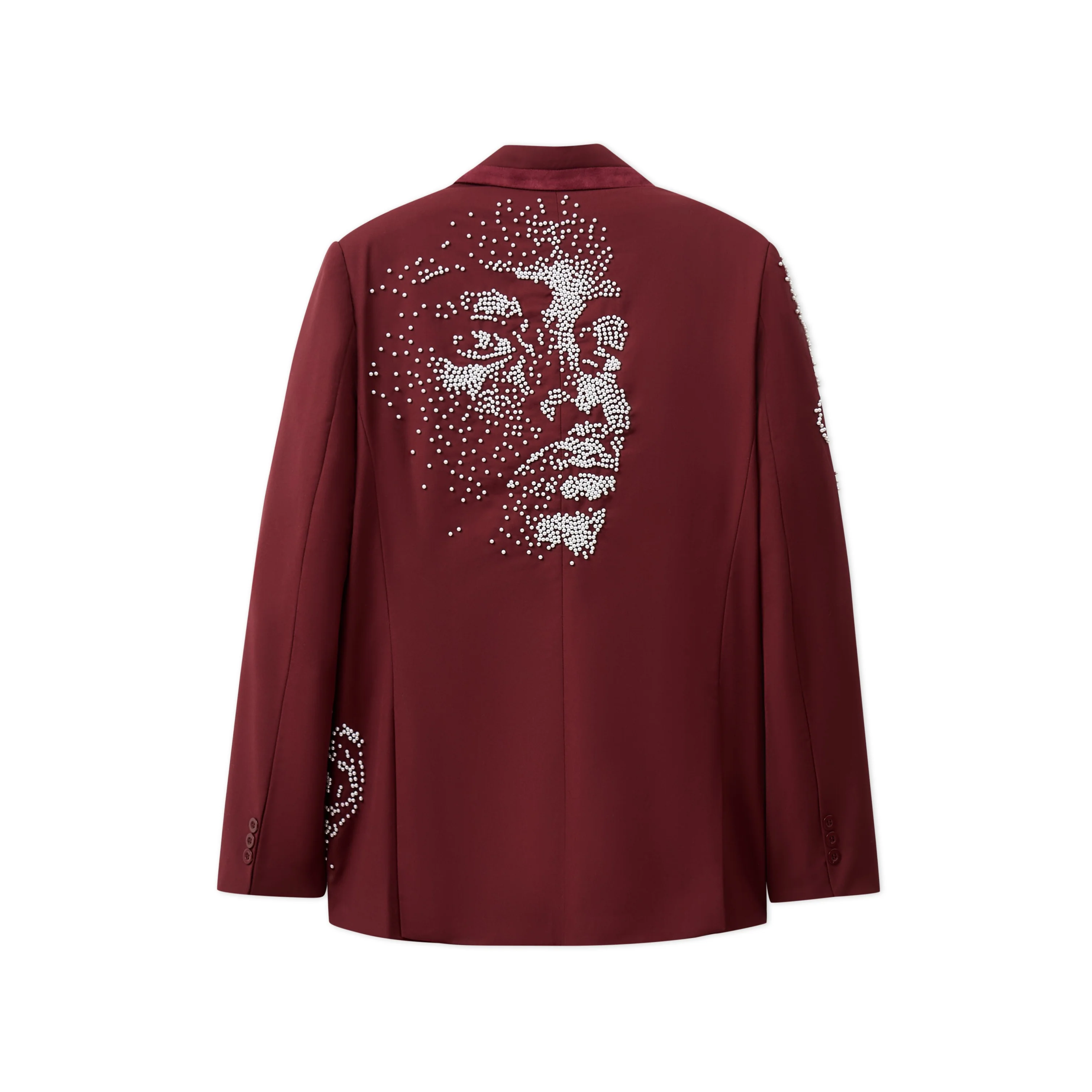 Embellished Faces Suit Top [Burgundy] - Image 3