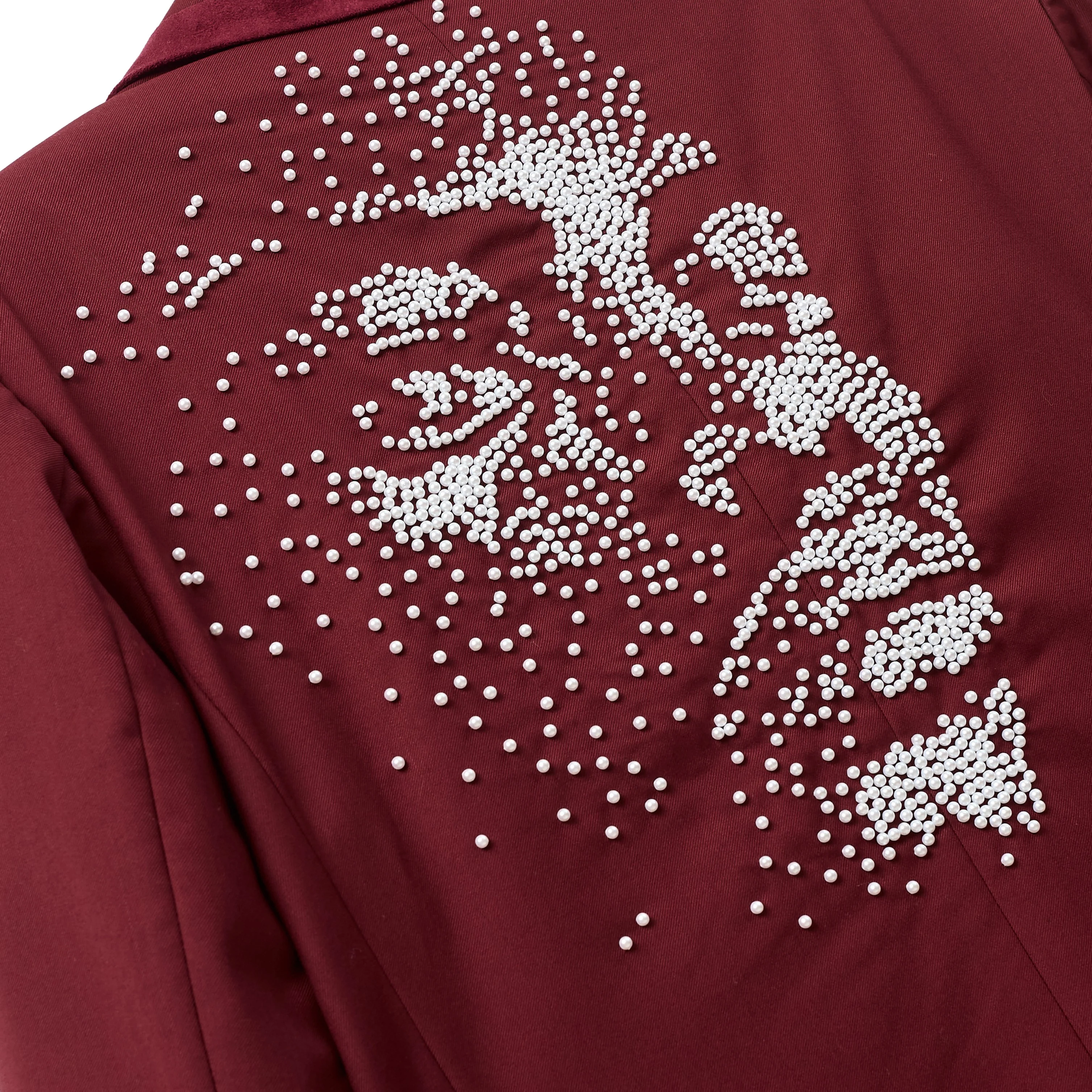 Embellished Faces Suit Top [Burgundy] - Image 4