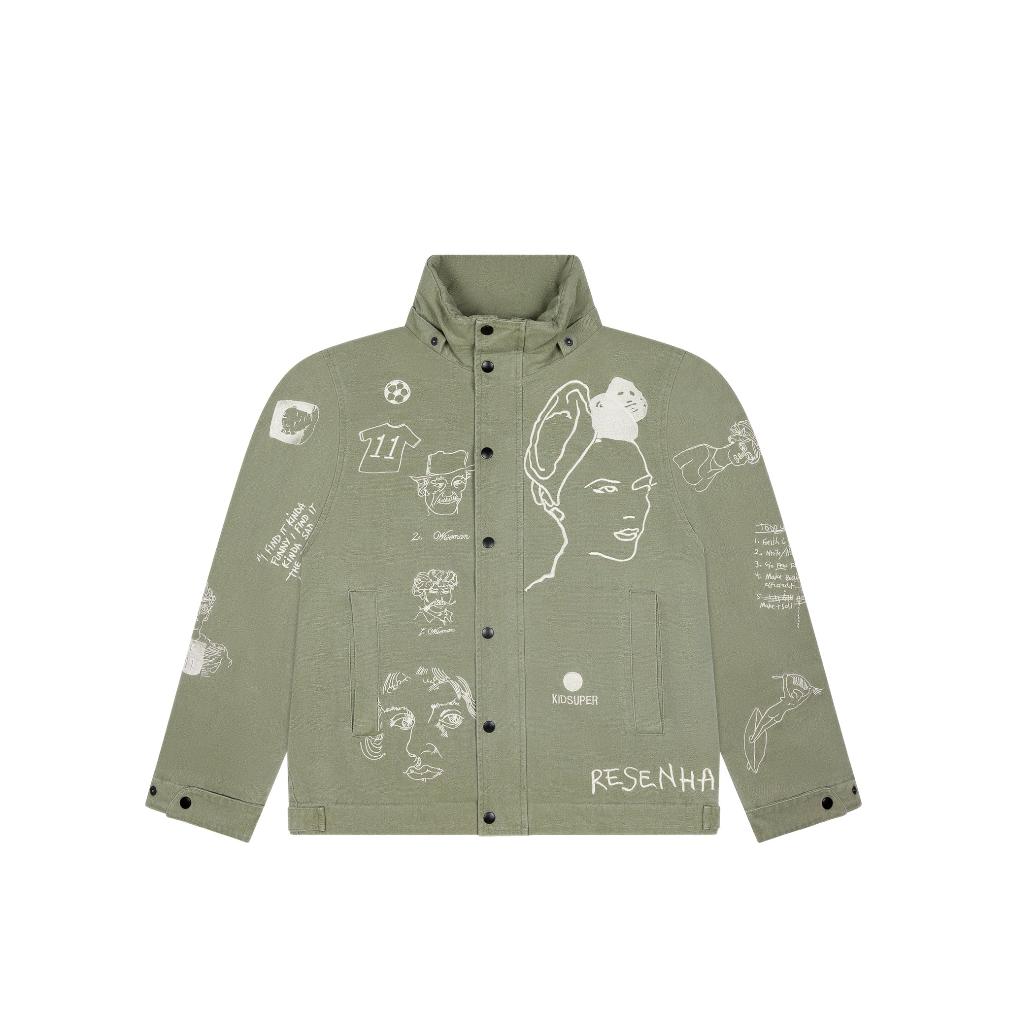 Embroidered Canvas Zip Jacket [Olive] - Image 3