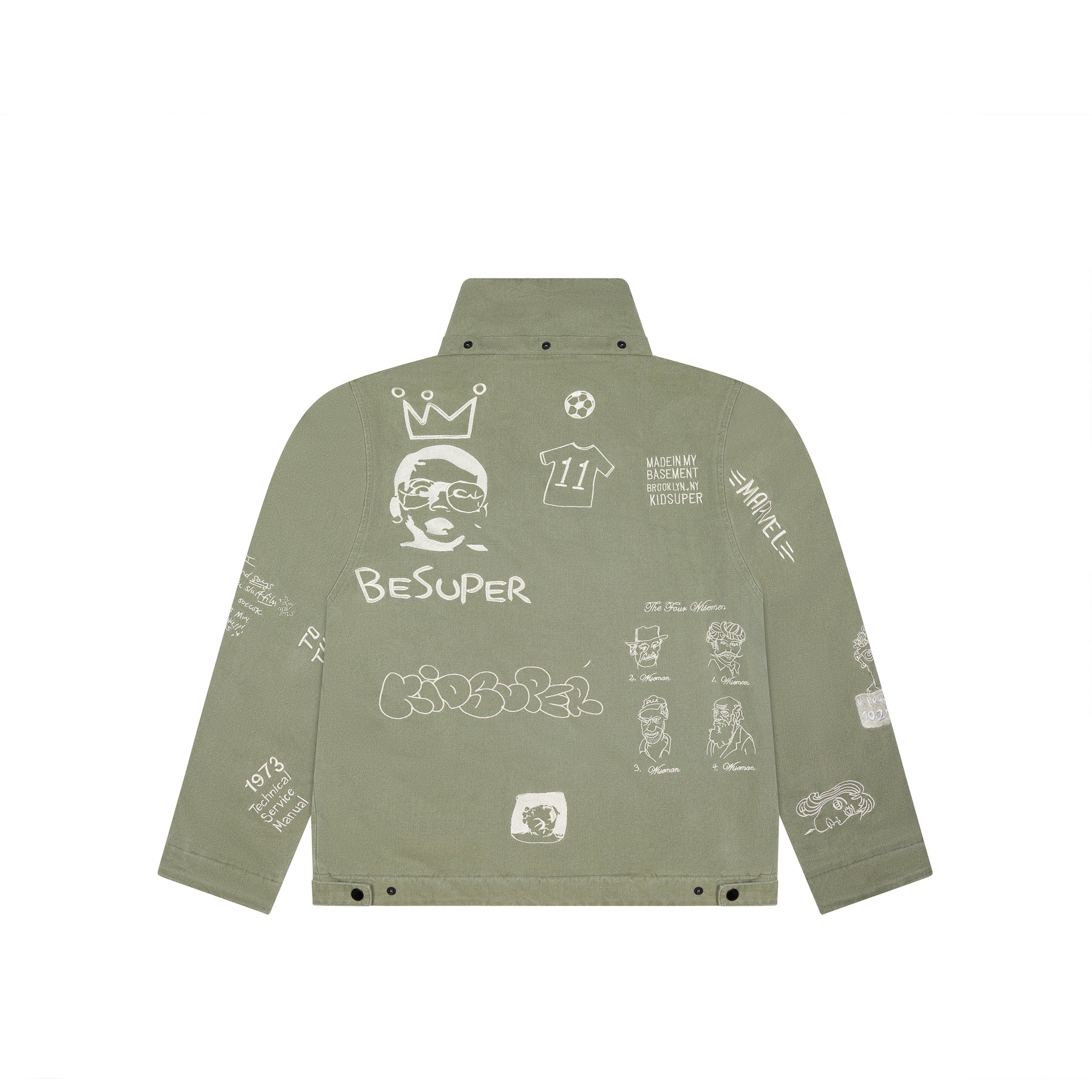 Embroidered Canvas Zip Jacket [Olive] - Image 4
