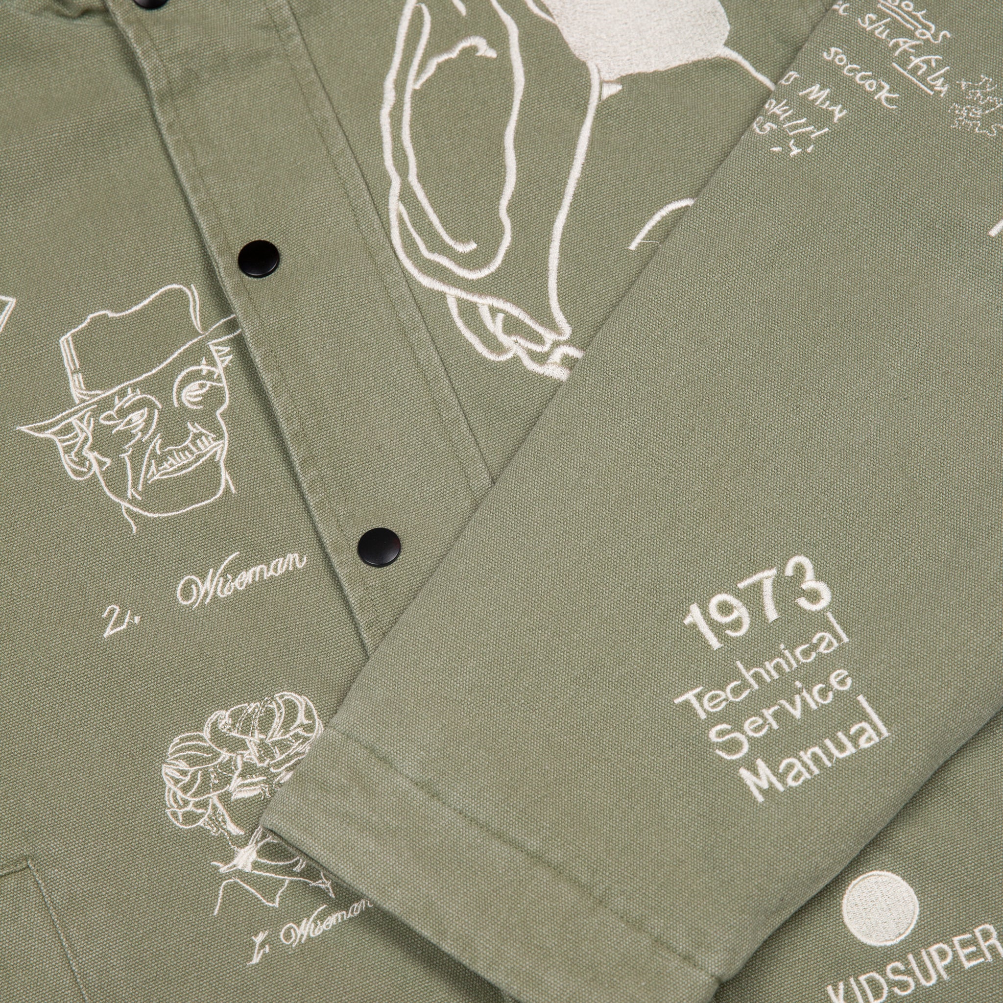 Embroidered Canvas Zip Jacket [Olive] - Image 5