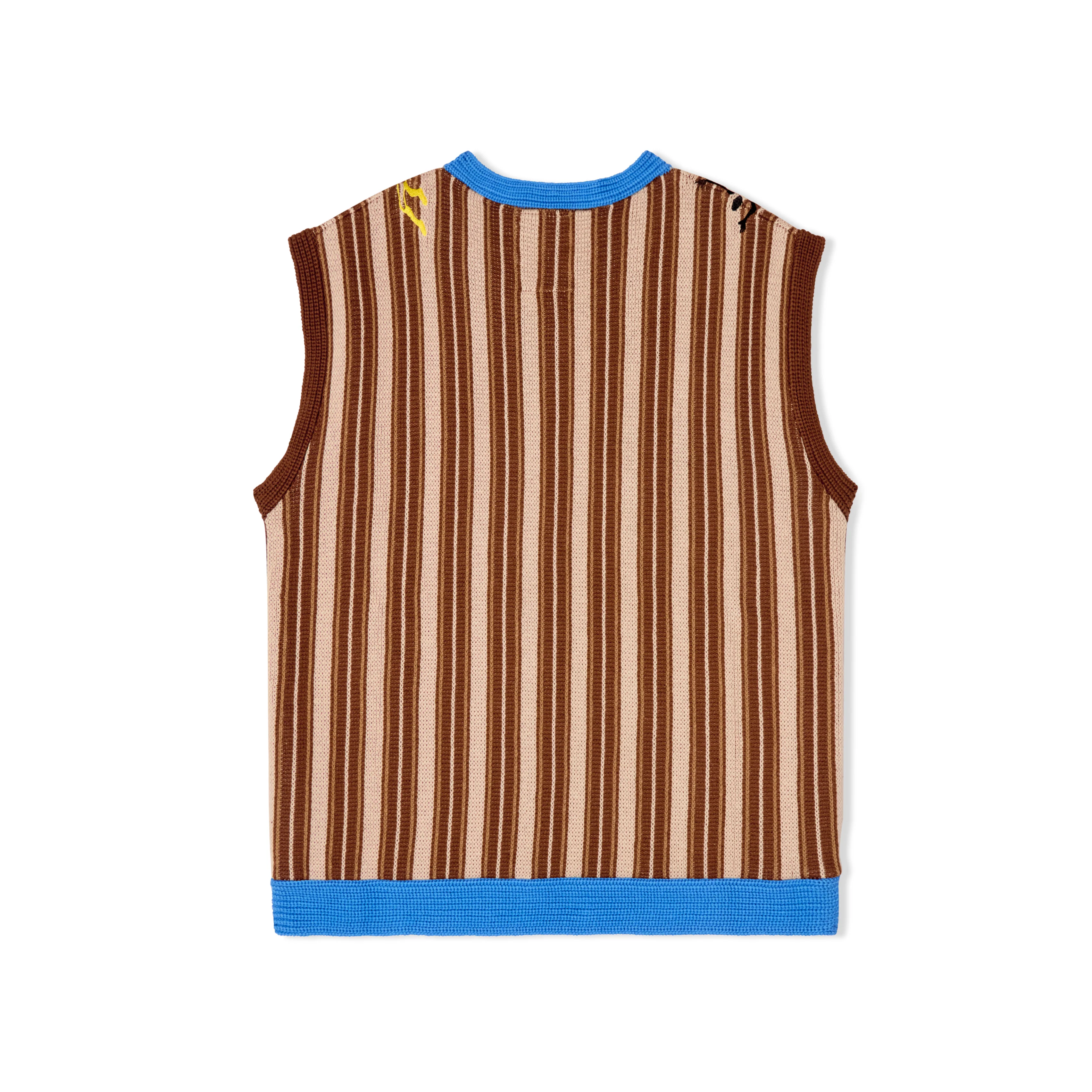 Embroidered Figures Knit Vest [Brown] - Image 2
