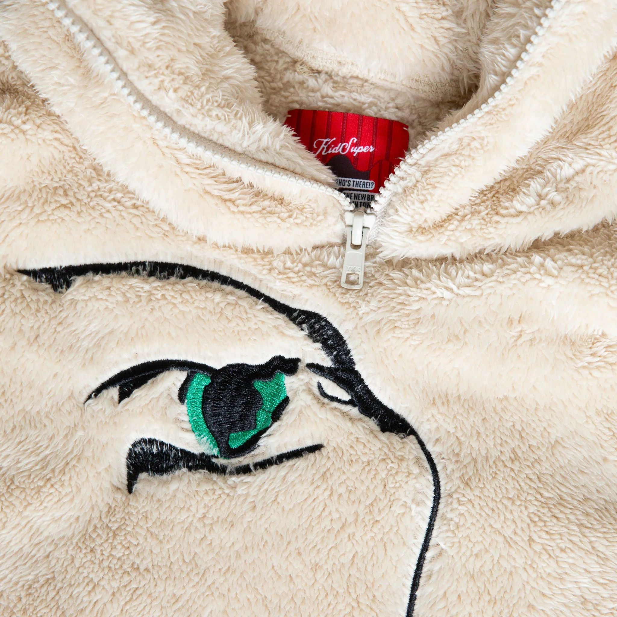Embroidered Fleece 3/4 Zip [Cream] - Image 3