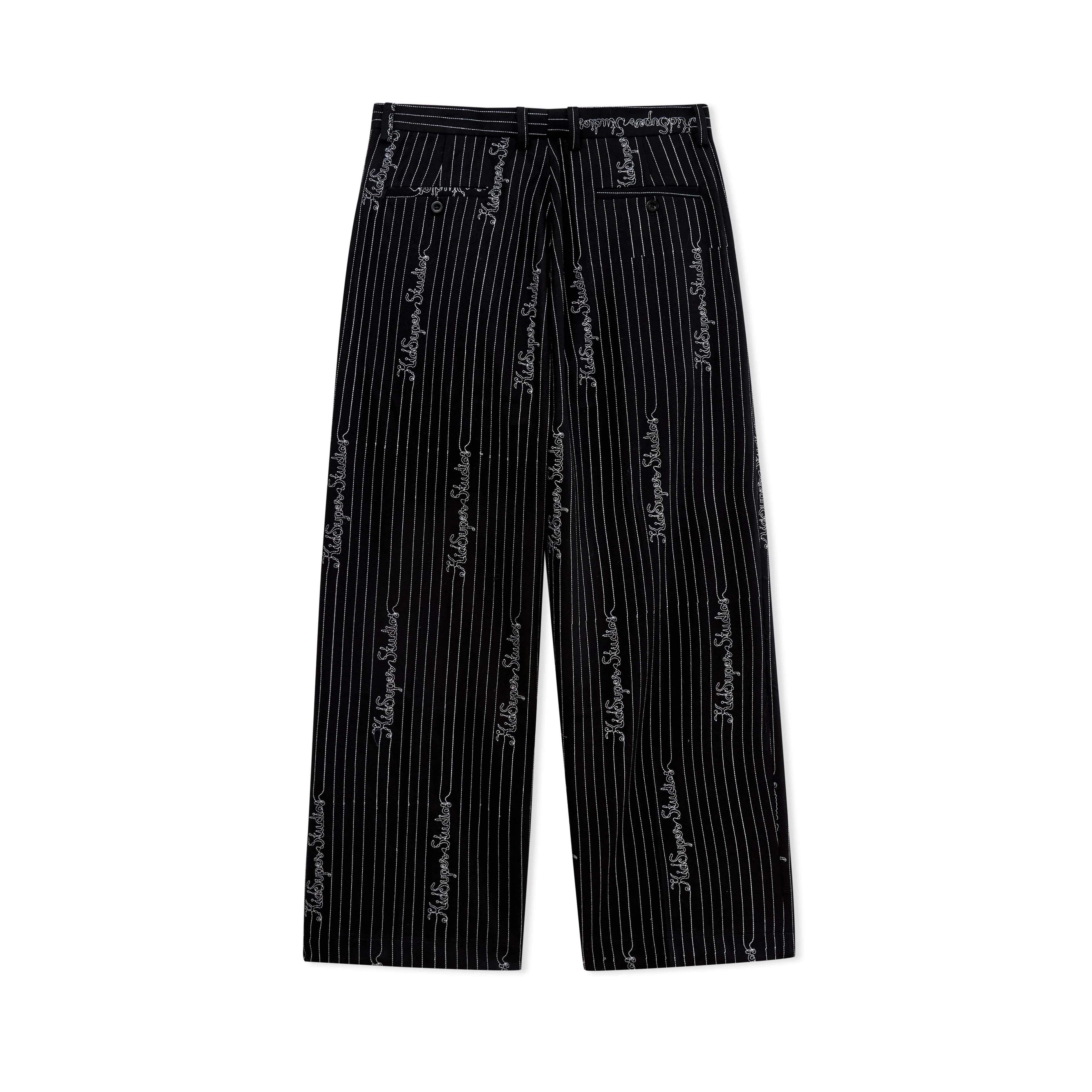 Embroidered KS Pinstripe Suit Bottom [Black] - Image 2