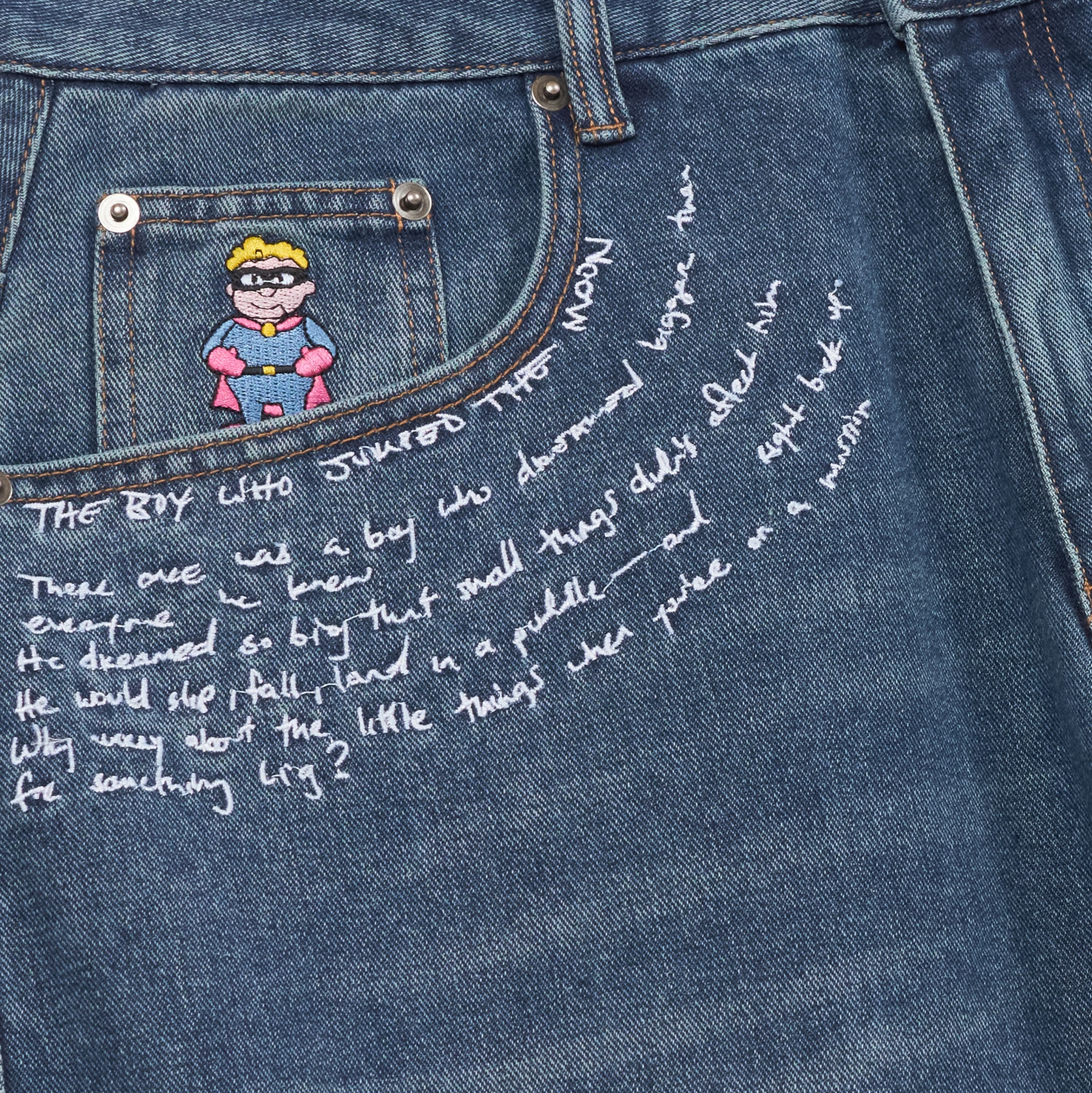 Embroidered Paintings Balloon Pants [Blue] - Image 3