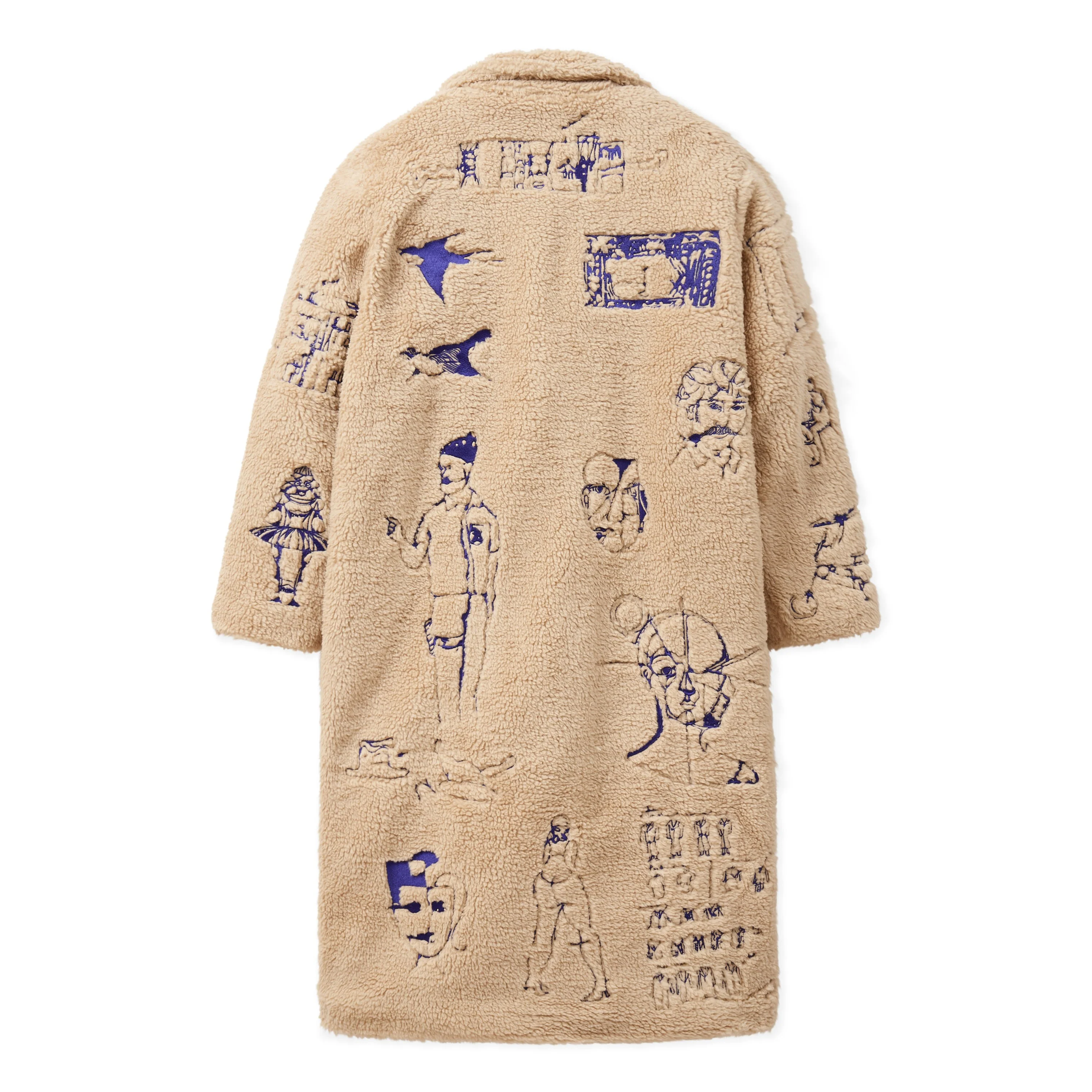 Embroidered Sherpa Fleece Overcoat [Cream] - Image 3