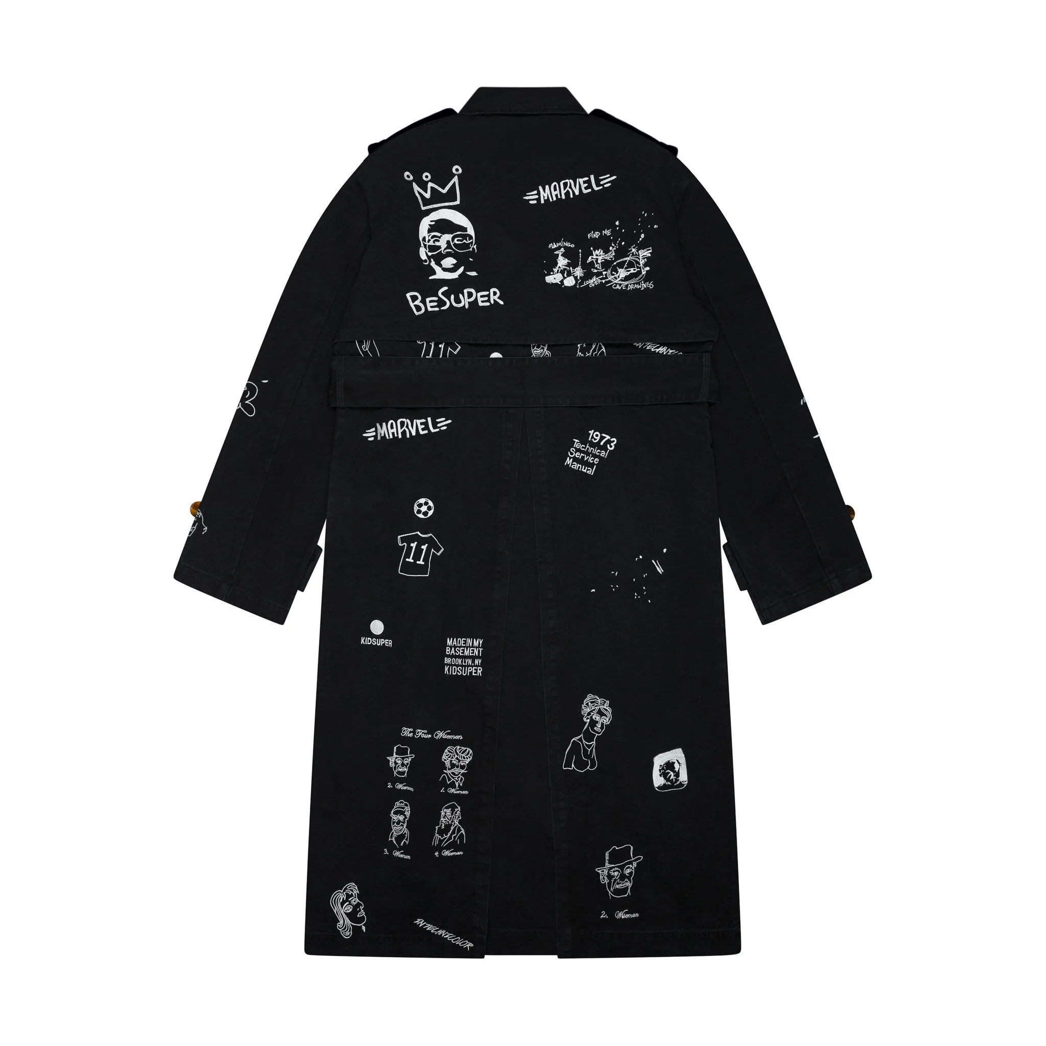 Embroidered Trench Coat [Black] - Image 3