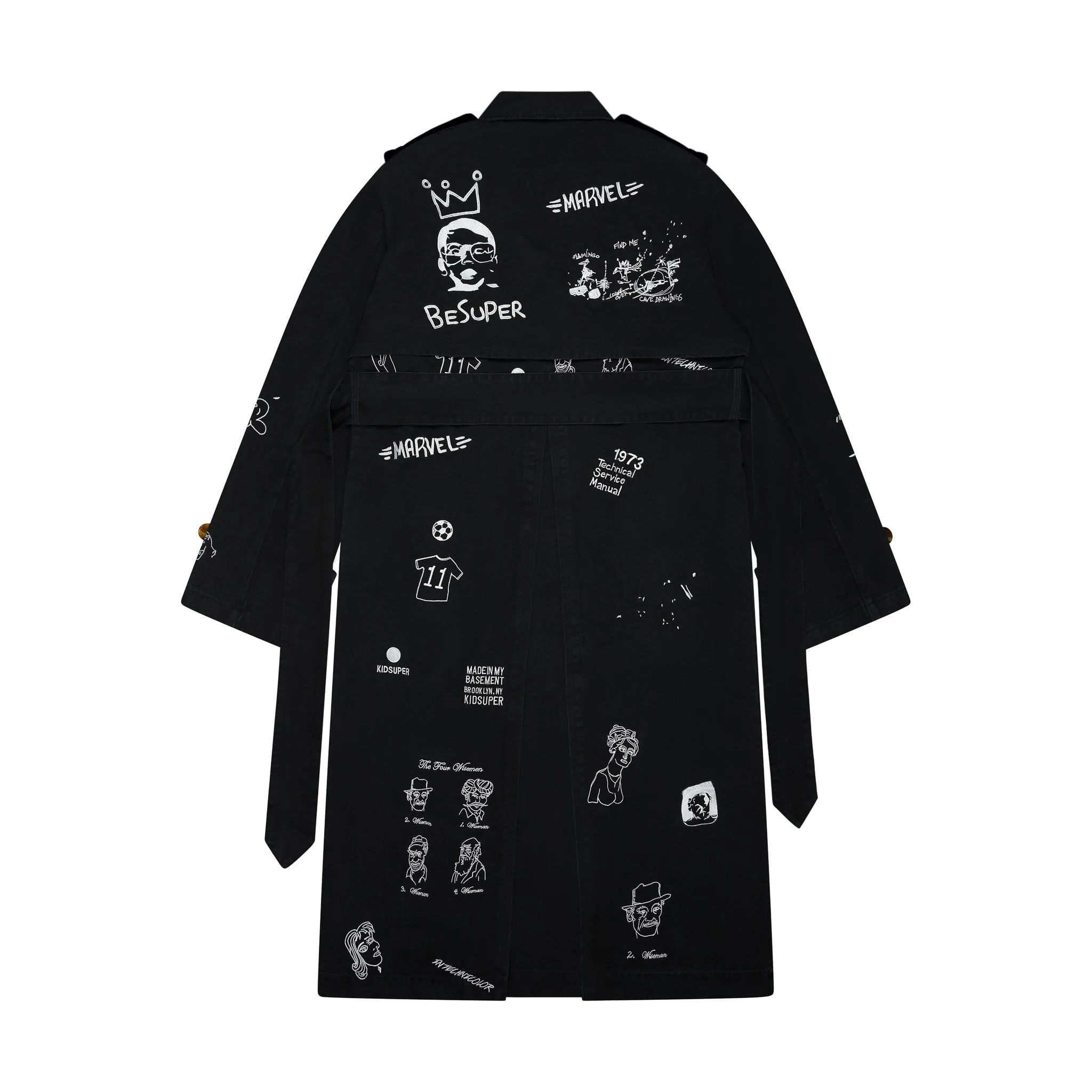Embroidered Trench Coat [Black] - Image 4