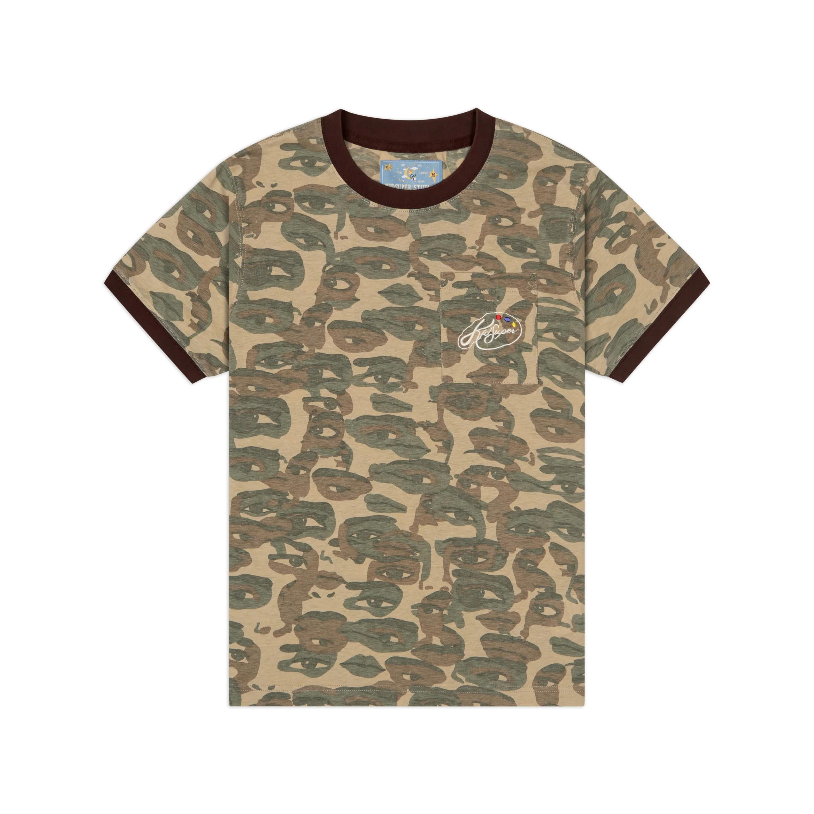 Face Camo Short Sleeve Shirt [Green/ Brown Rib]