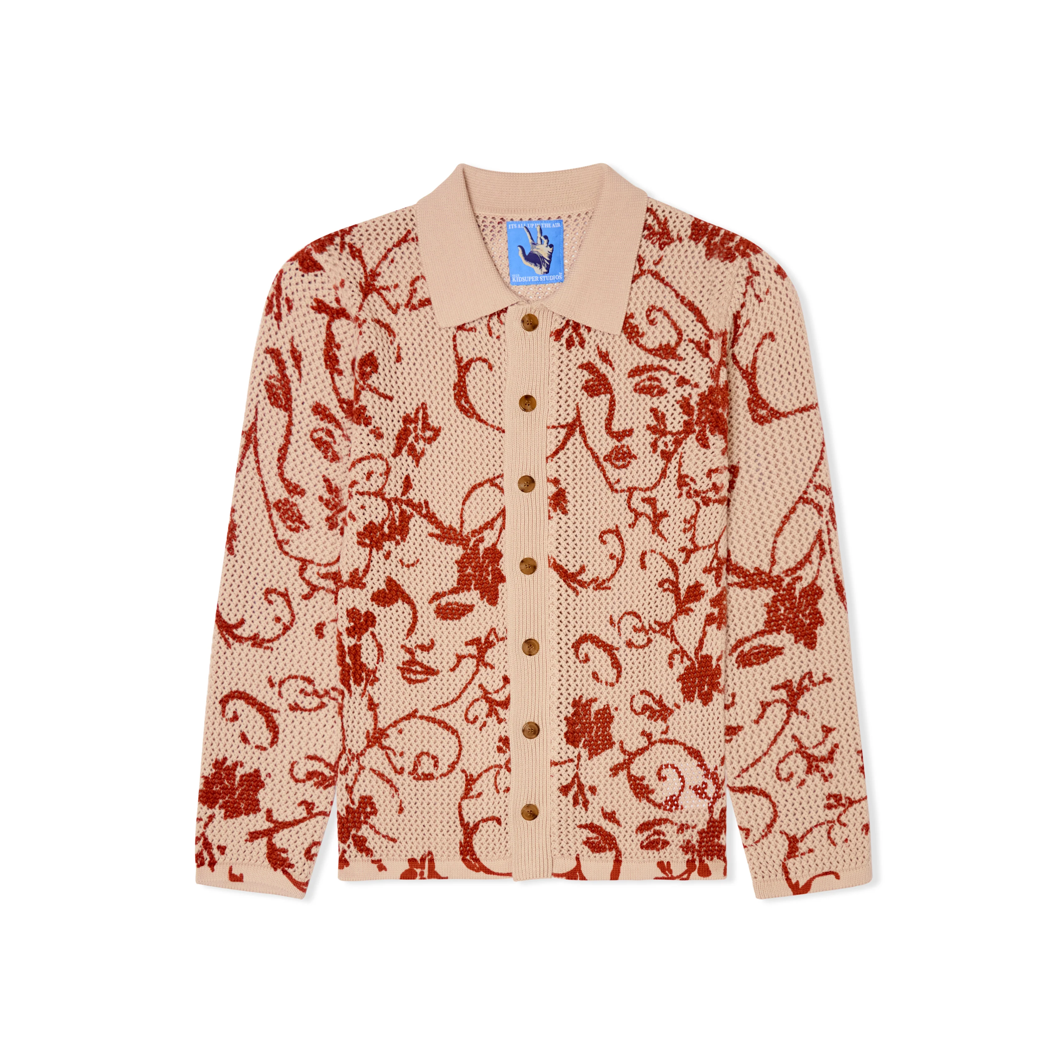 Face Floral Open Knit Top [Cream]