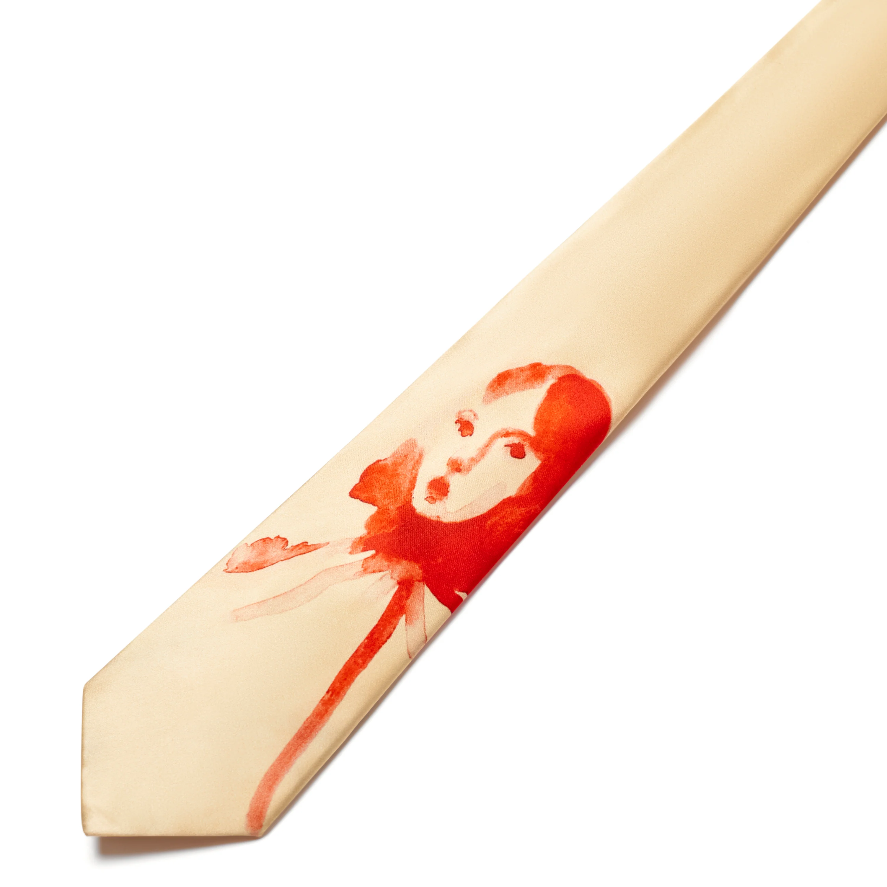 Face Painted Face Silk Tie [Cream] - Image 2