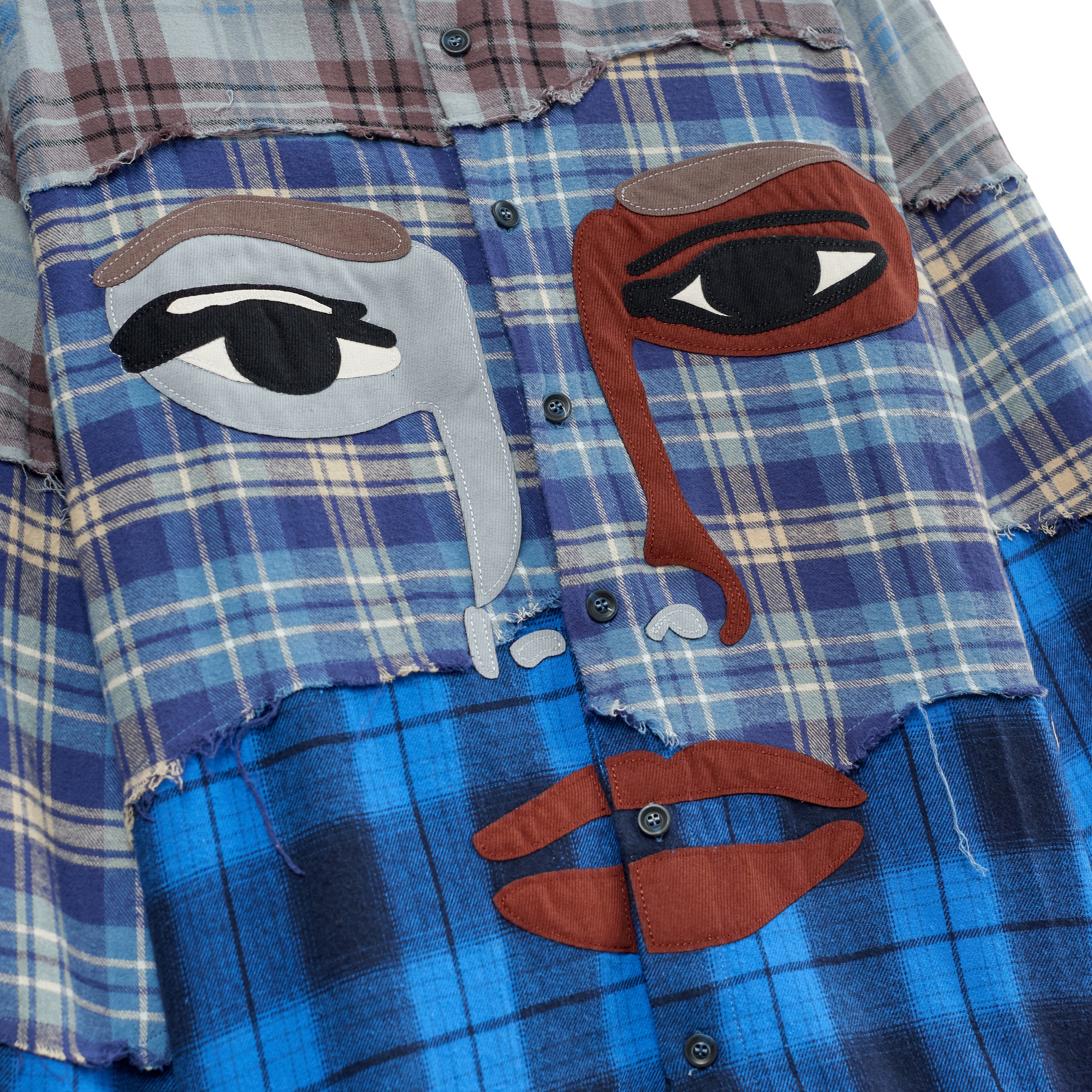 Face Patchwork Flannel [Blue] - Image 3