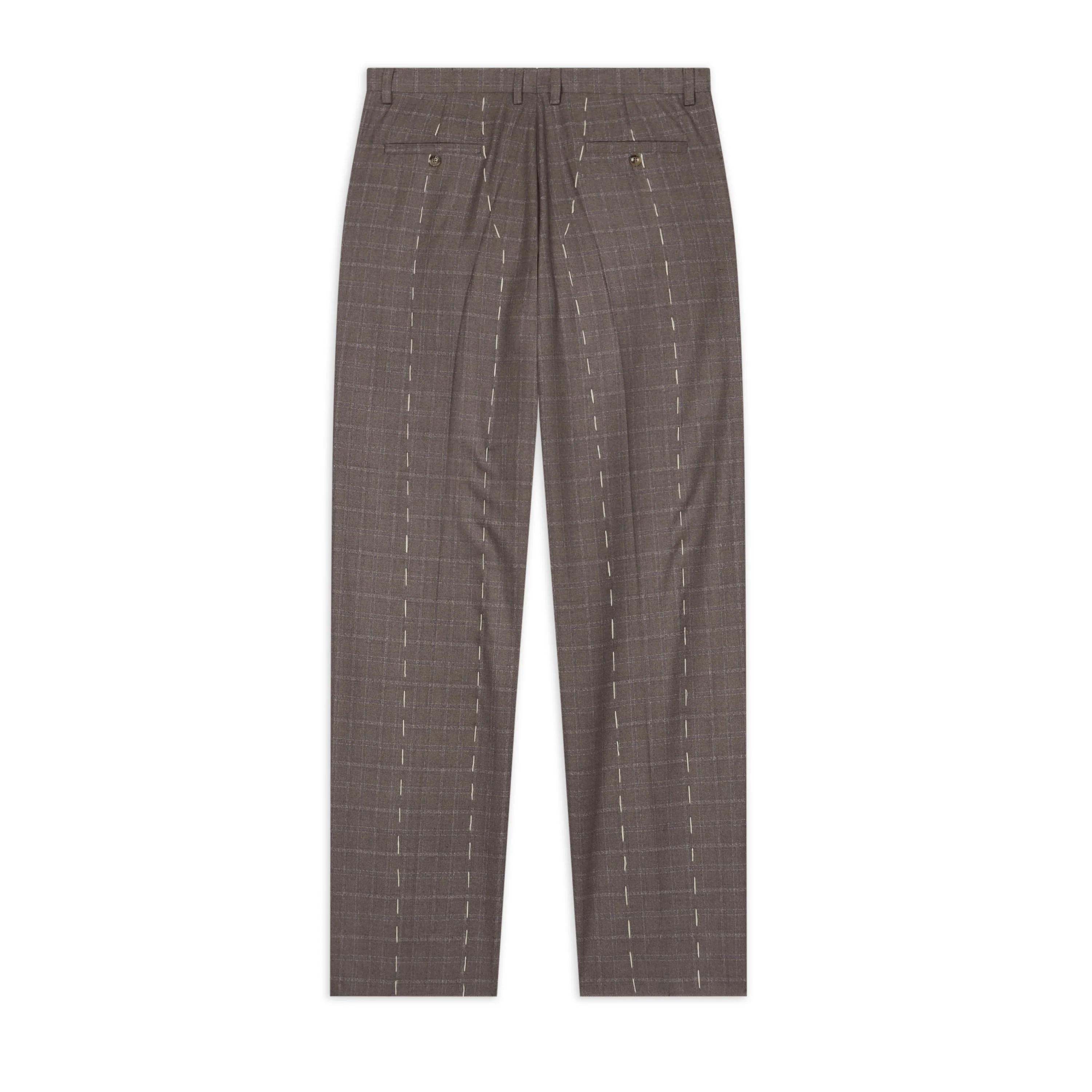 Face Thread Embroidered Suit Bottom [Brown] - Image 2