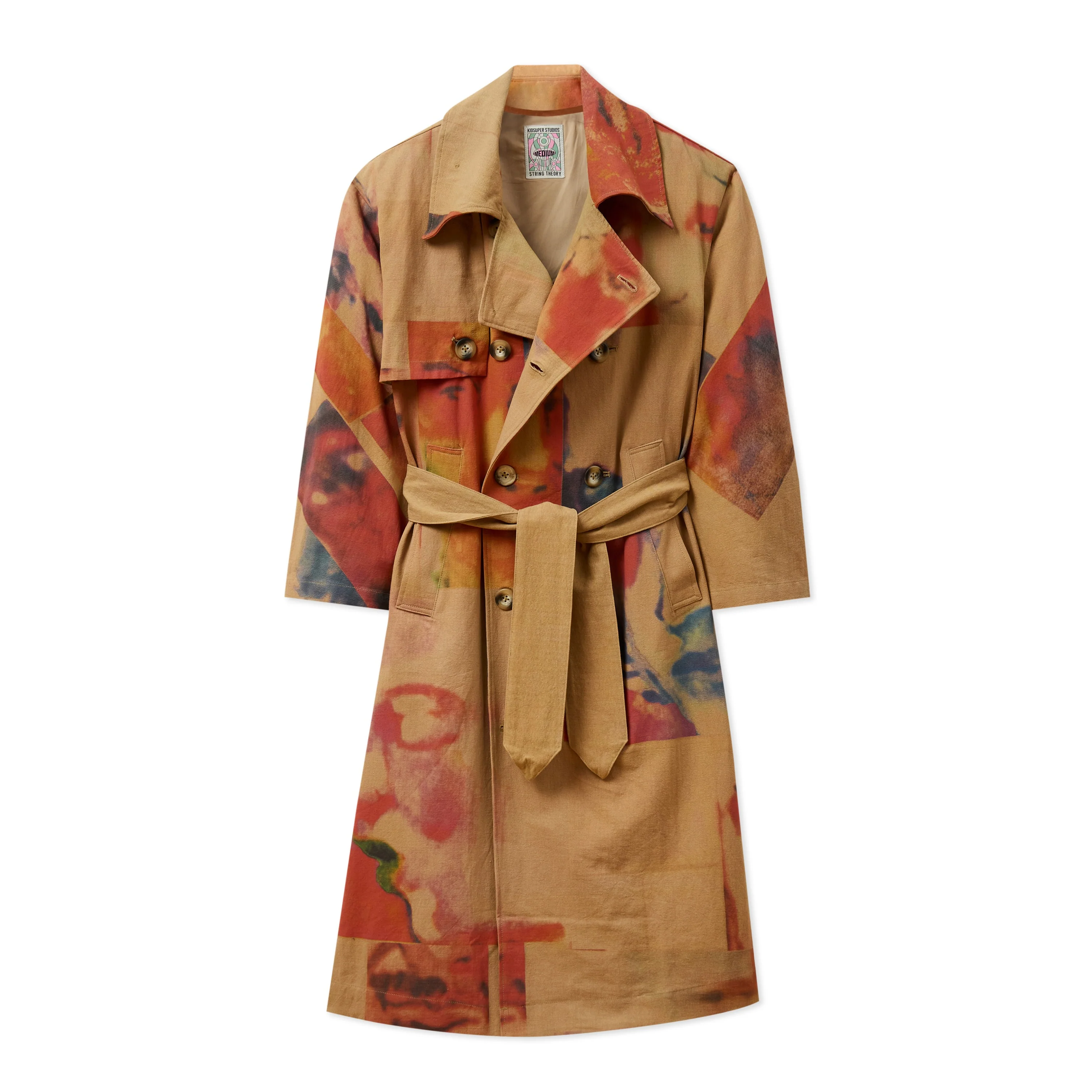 Faces Collage Trench Coat [Tan/Multi] - Image 2