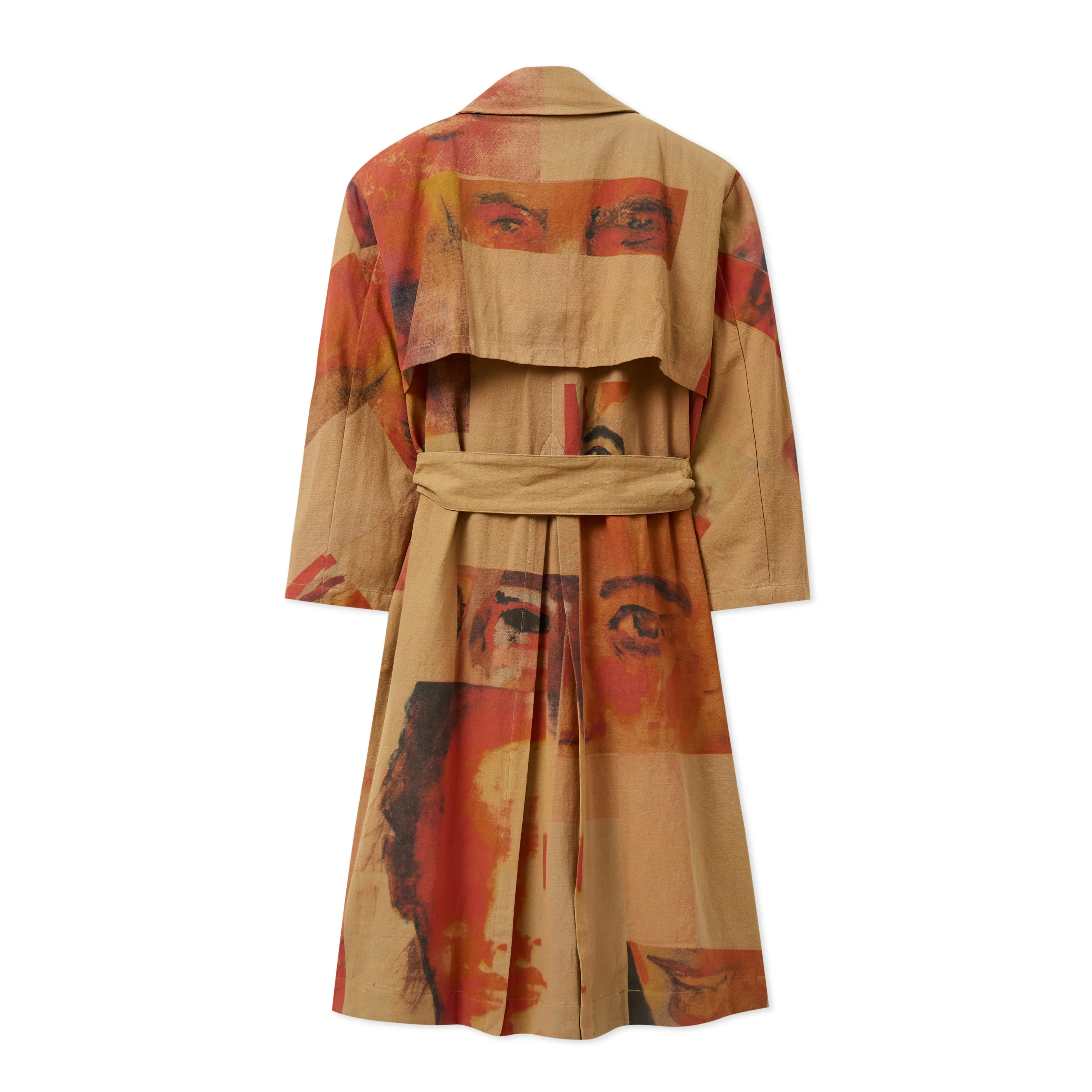 Faces Collage Trench Coat [Tan/Multi] - Image 4