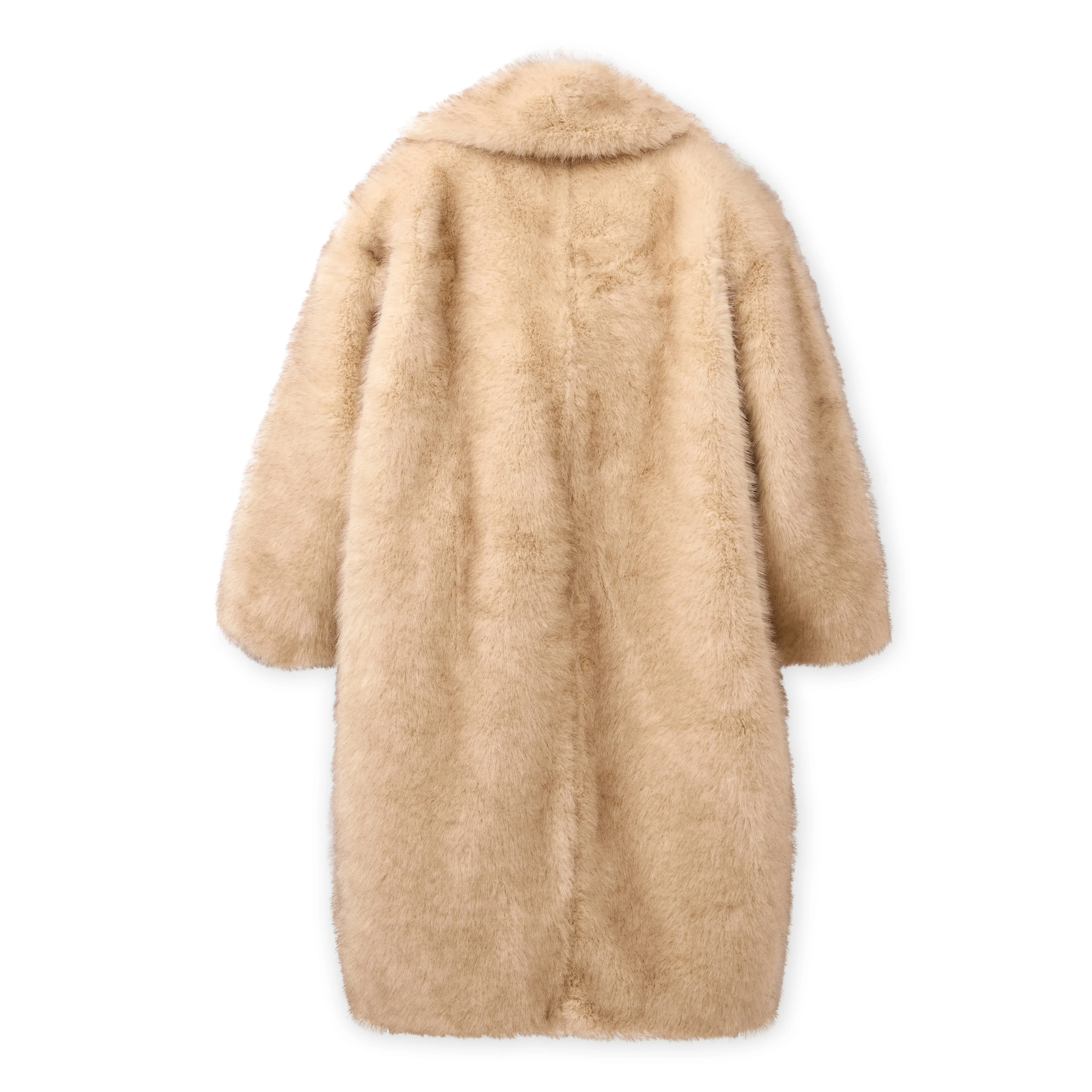 Faux Fur Oversized Long Coat [Light Tan] - Image 3
