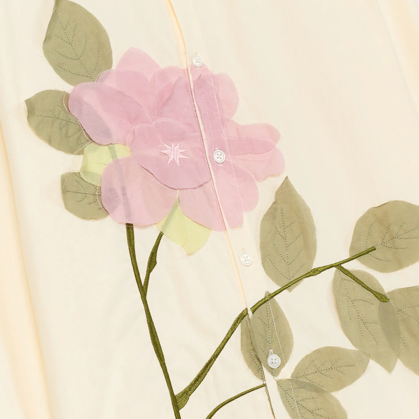 Flower Applique Button Up Shirt [White] - Image 3