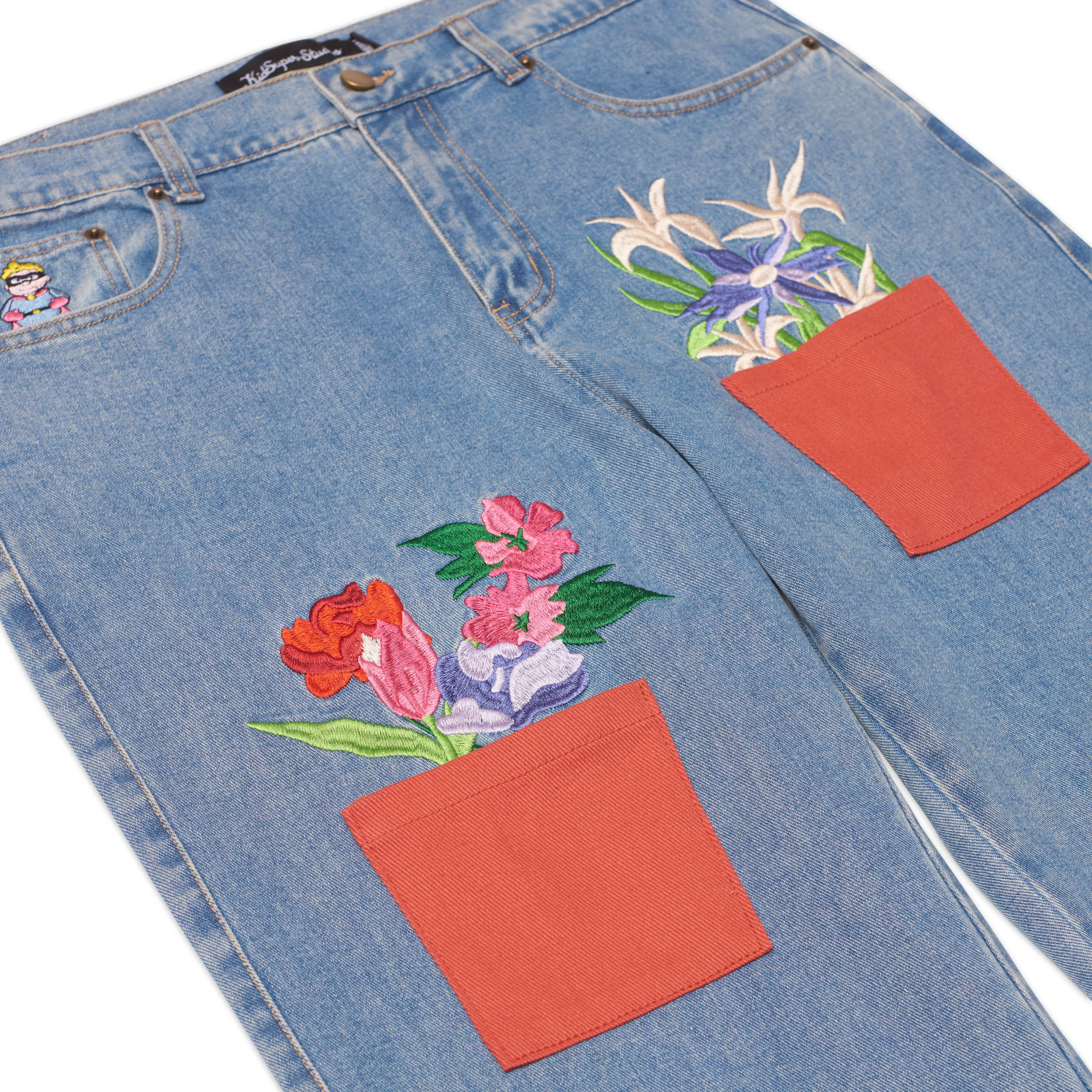 All Over Flower Pots Denim Jeans [Blue] - Image 3