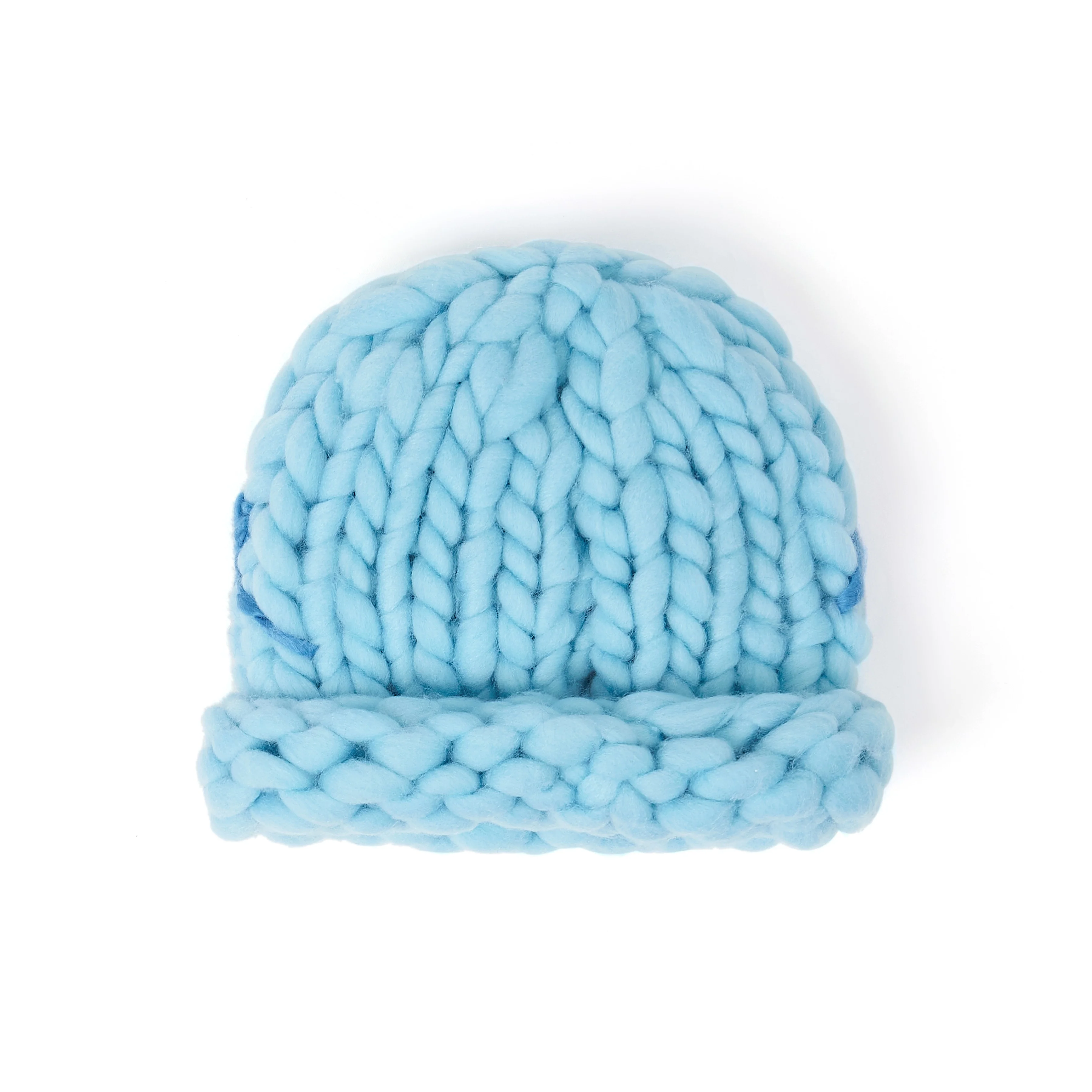 Hand Knit Chunky Knit Beanie [Blue] - Image 2