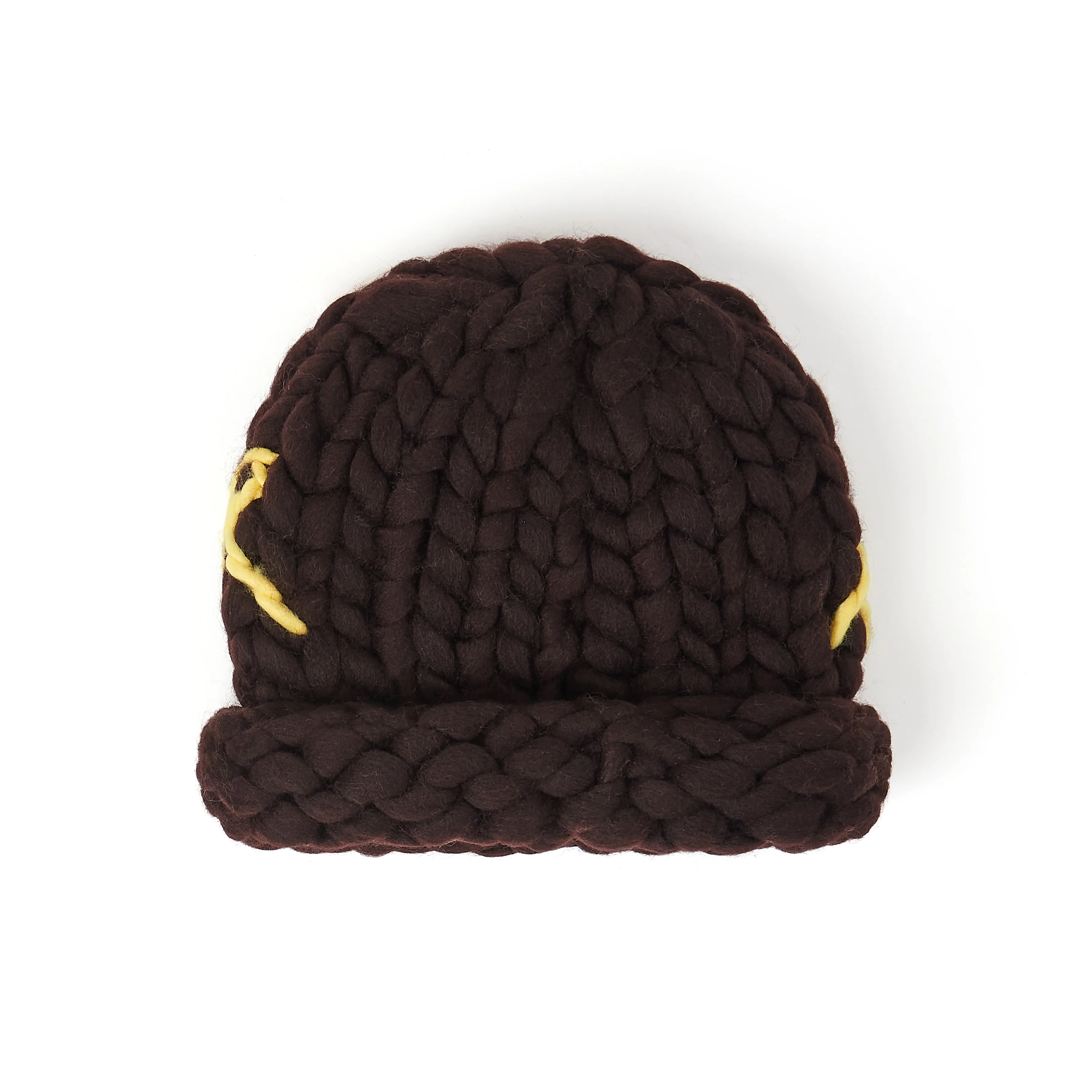 Hand Knit Chunky Knit Beanie [Brown] - Image 2