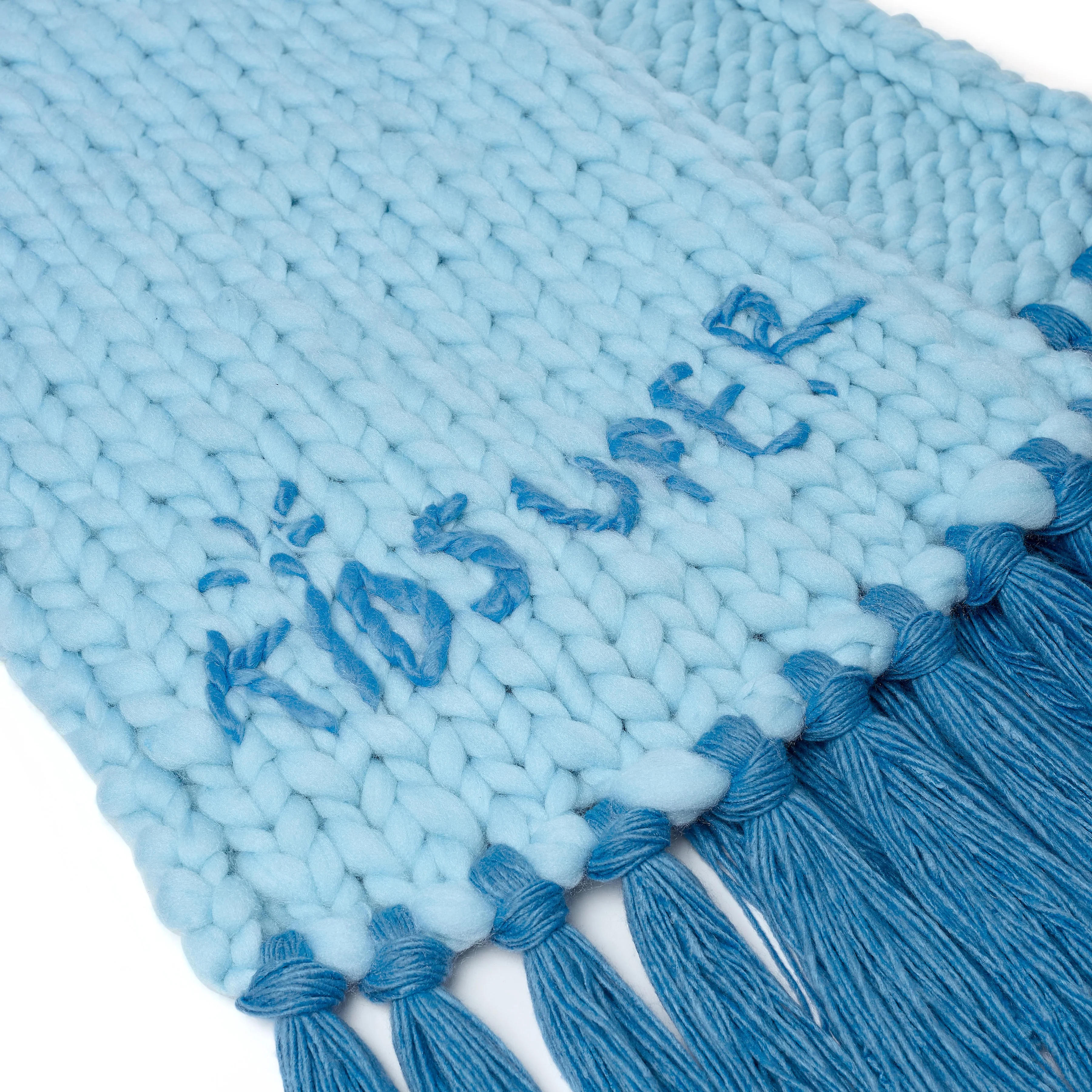 Hand Knit Chunky Scarf [Blue] - Image 2
