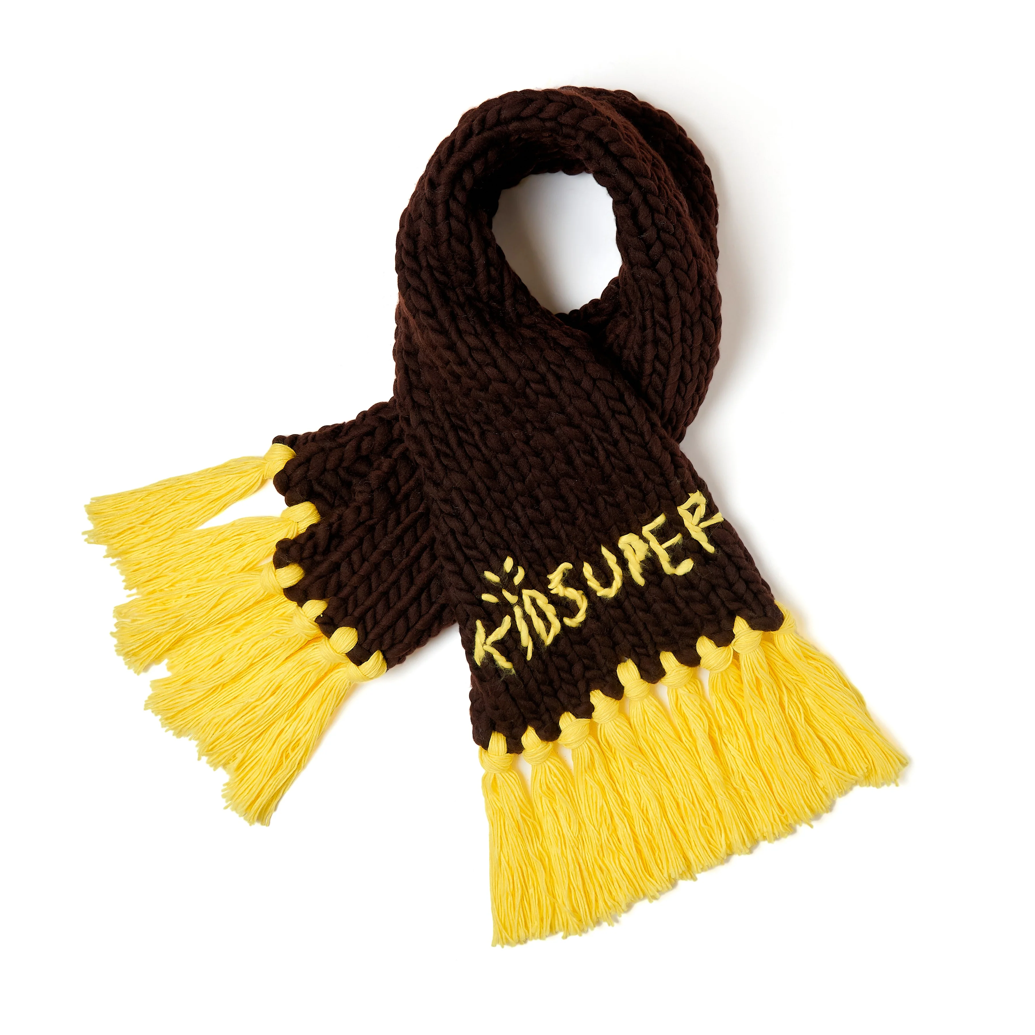 Hand Knit Chunky Scarf [Brown] - Image 2