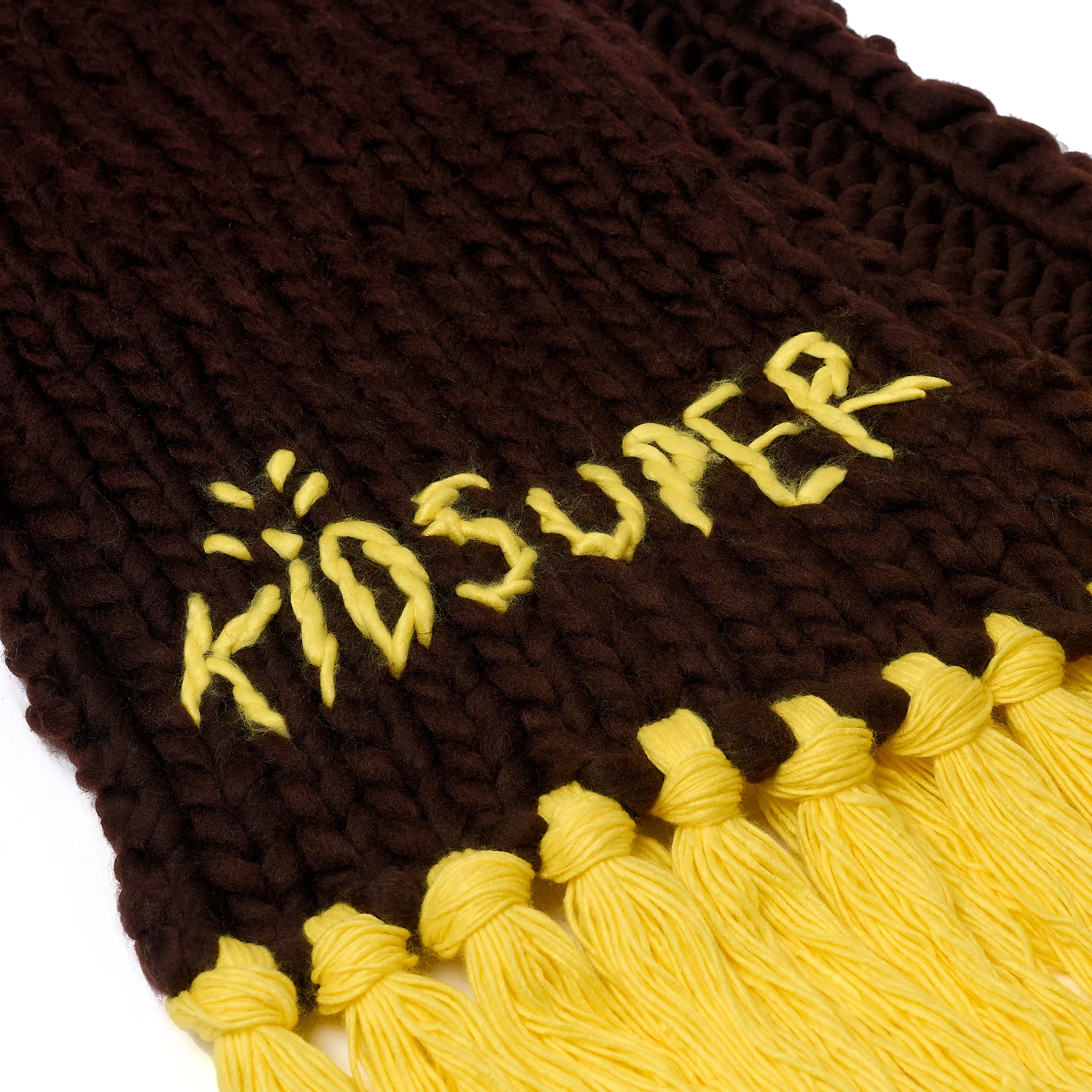 Hand Knit Chunky Scarf [Brown] - Image 3