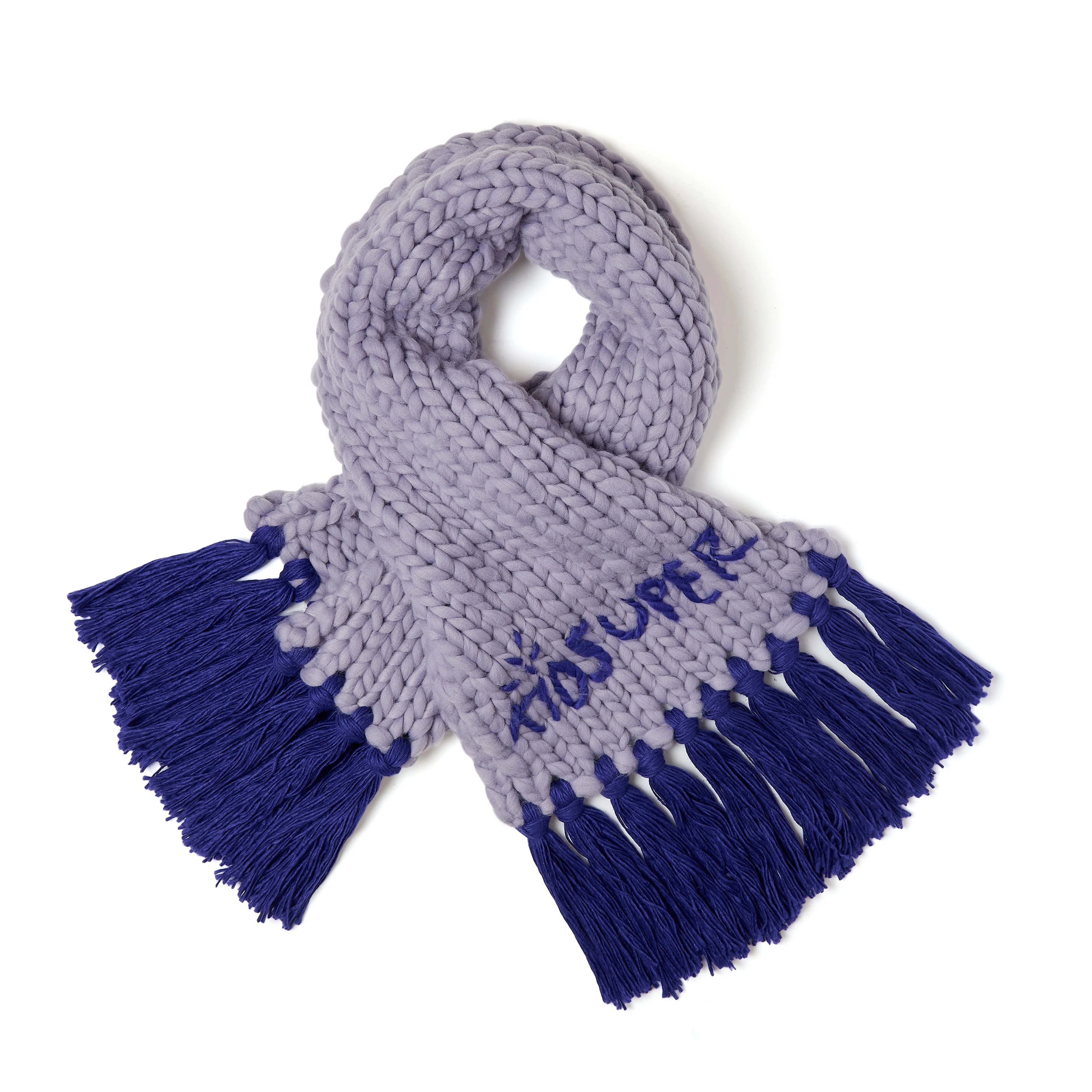 Hand Knit Chunky Scarf [Lavender] - Image 2