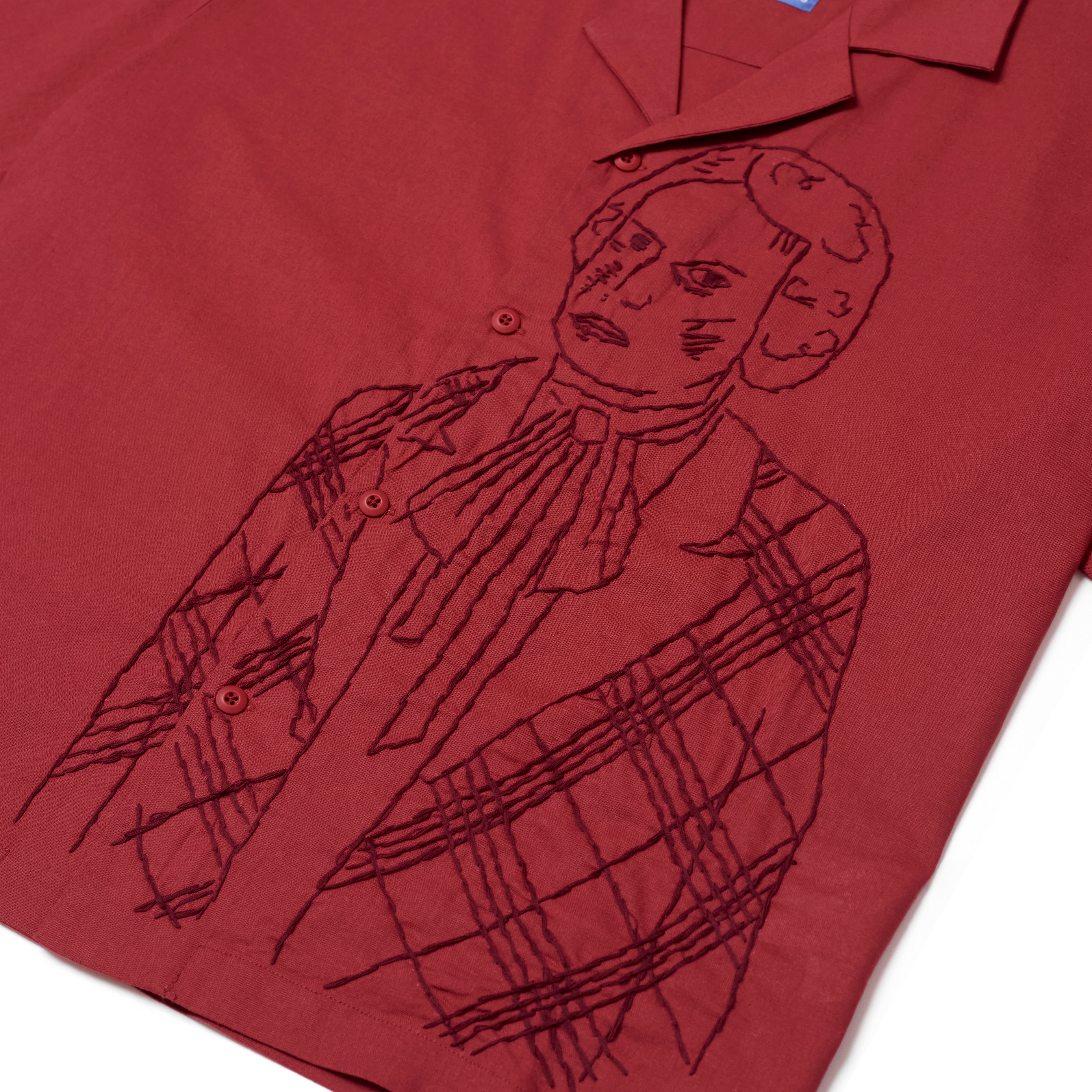 Hand Stitched Woman Shirt [Deep Red] - Image 2