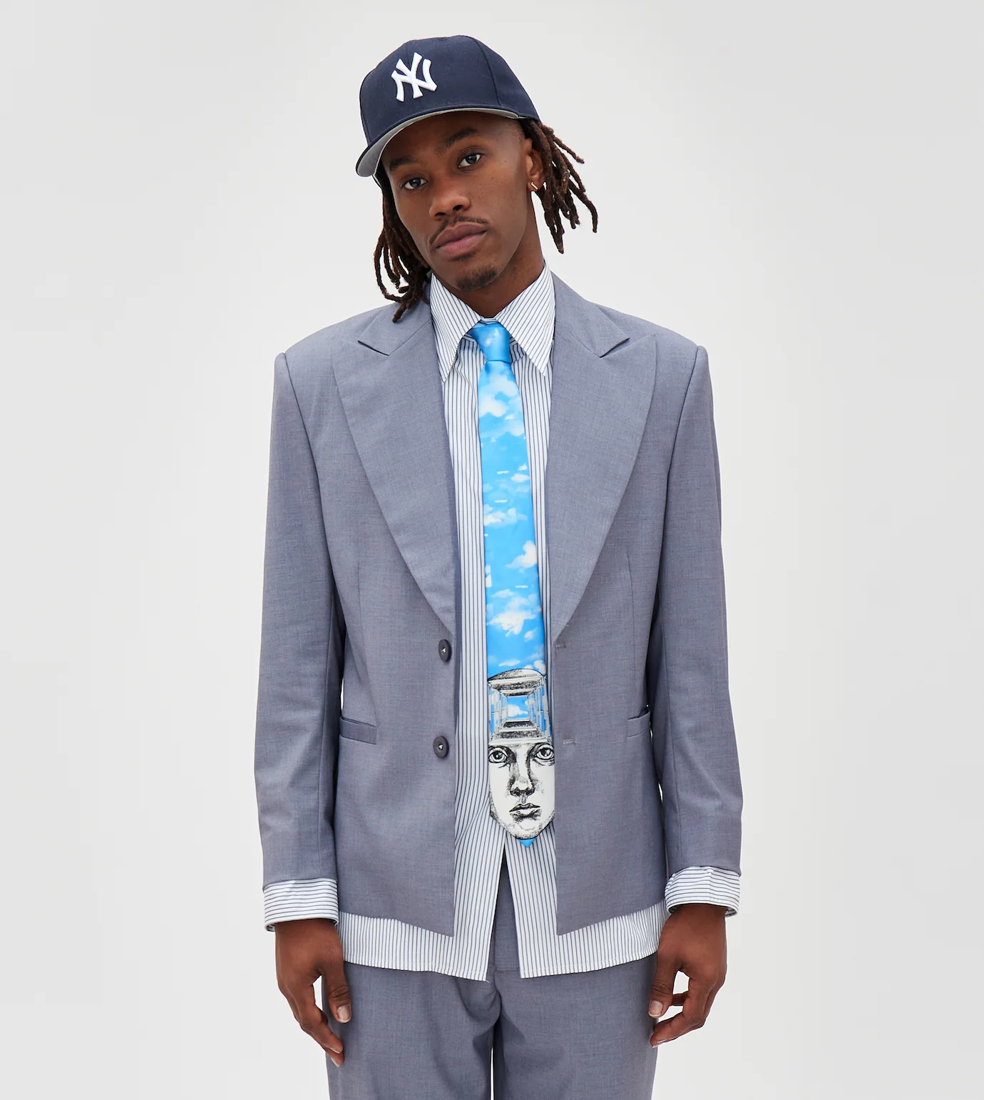 Illusion Printed Silk Tie [Blue] - Image 3