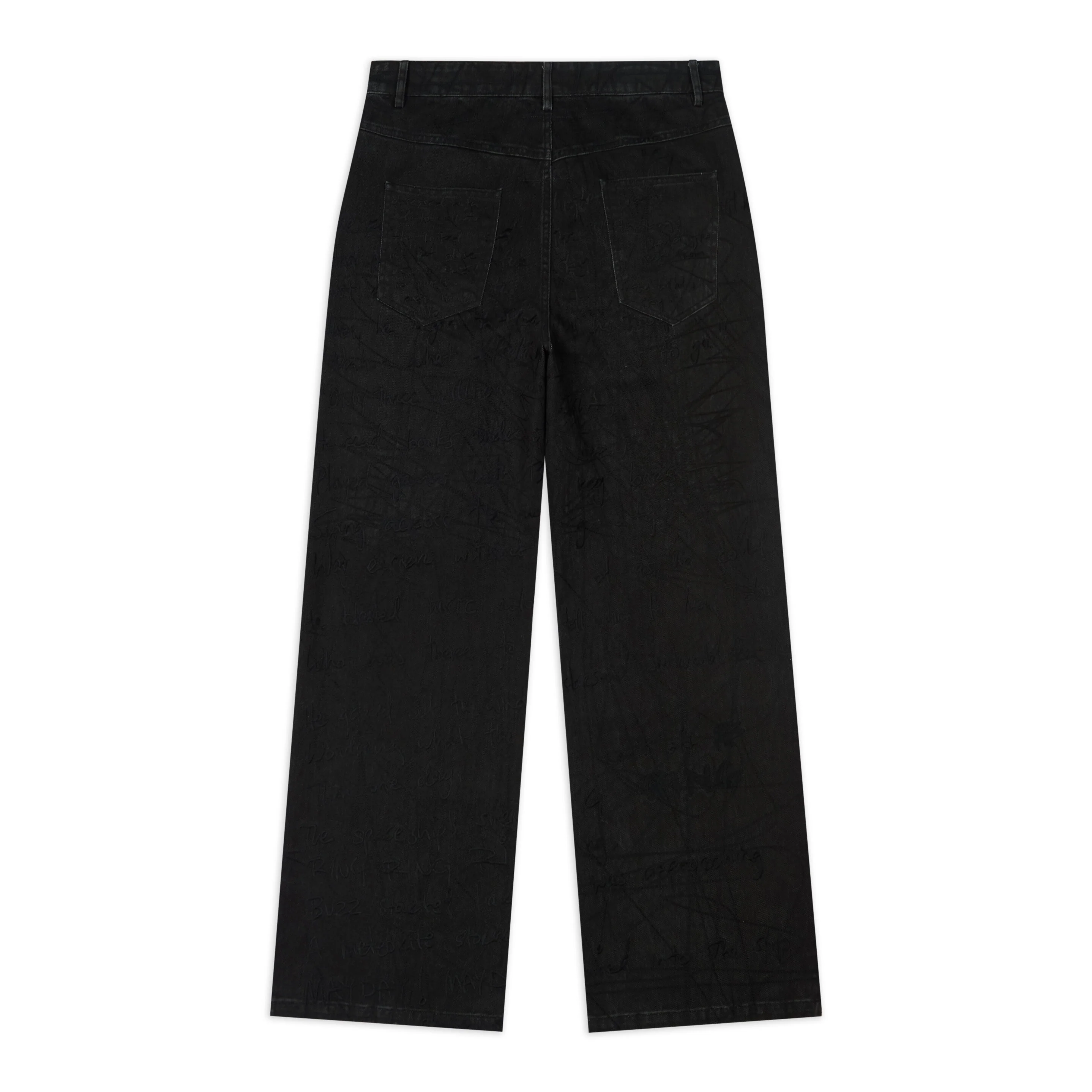 Manuscript Embroidered Jeans [Black] - Image 2