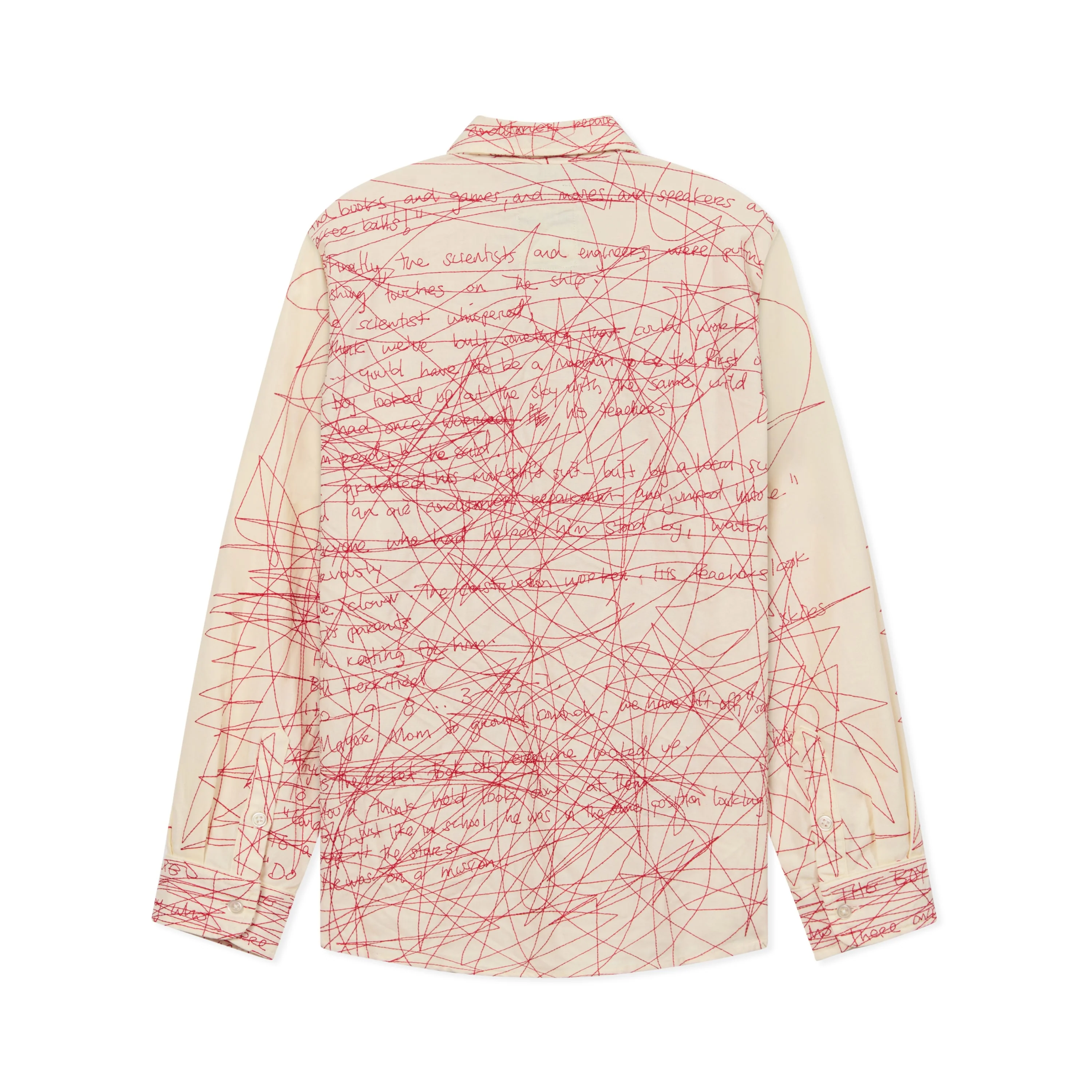 Manuscript Embroidered Shirt [Cream/Red] - Image 2