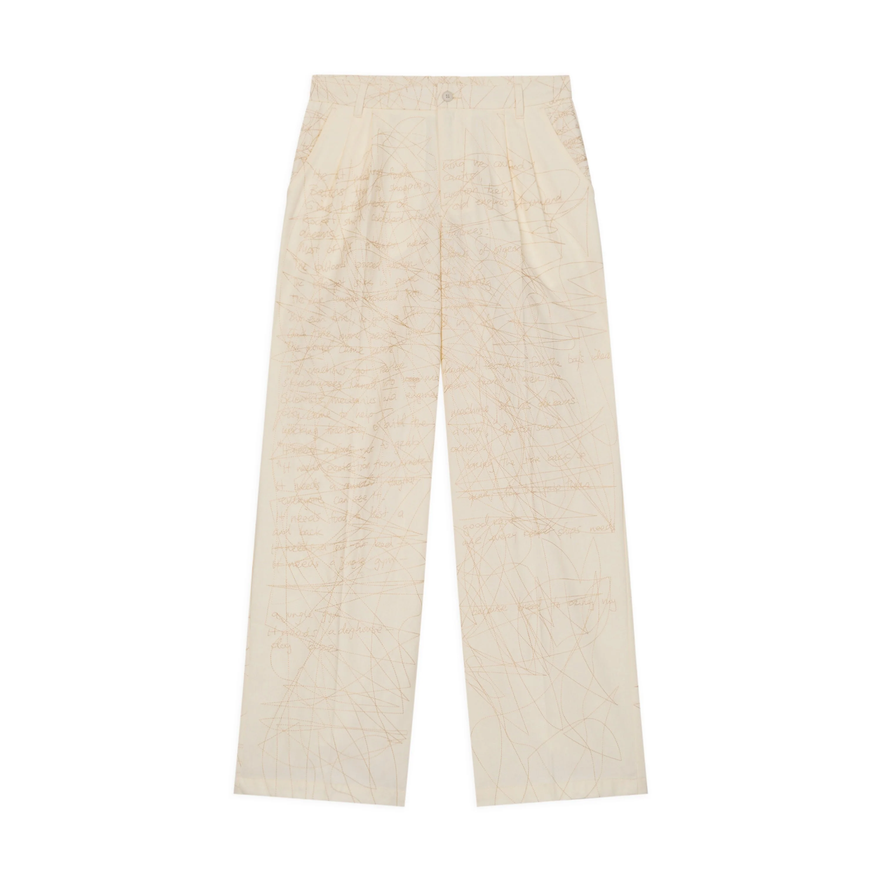 Manuscript Embroidered Trouser [Cream]
