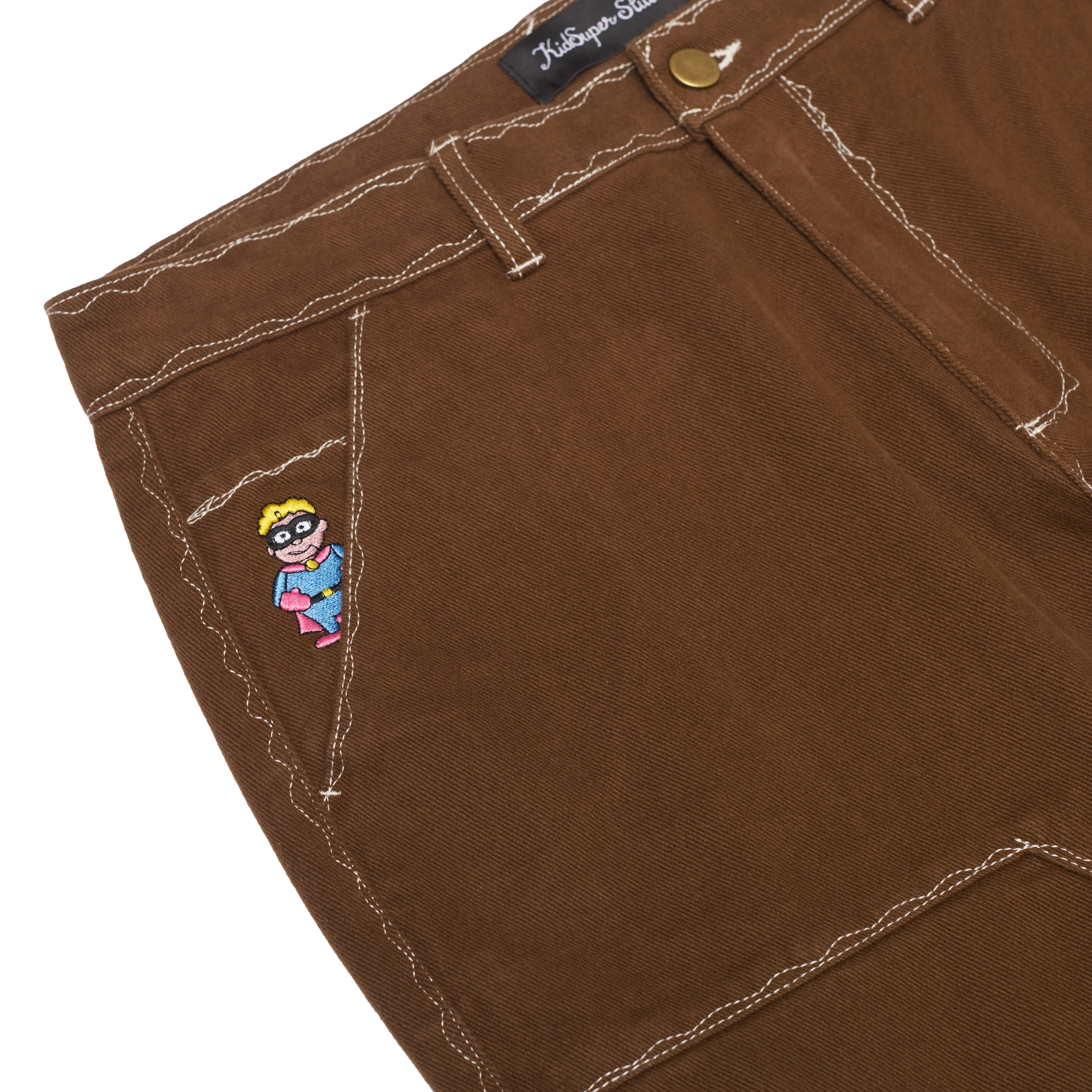 Messy stitched work pants [Brown] - Image 3